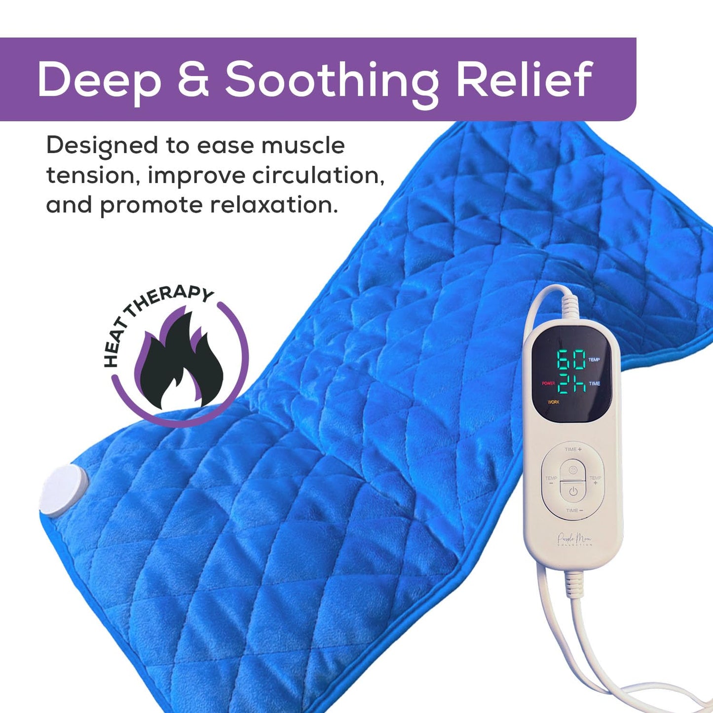 Purple Moon Collection Electric Heating Pad Therapeutic Wrap for Back, DEMO