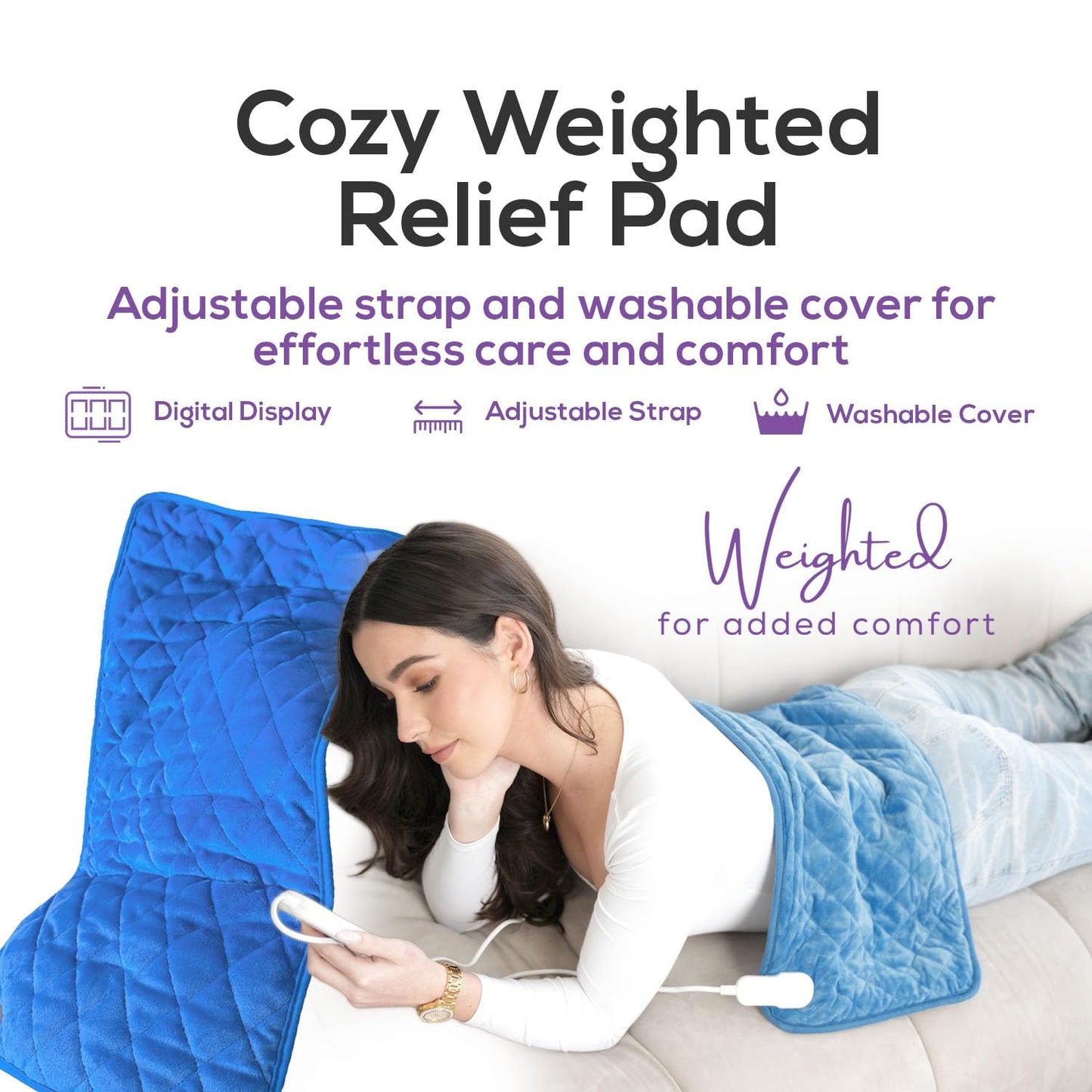 Purple Moon Collection Electric Heating Pad Therapeutic Wrap for Back, DEMO