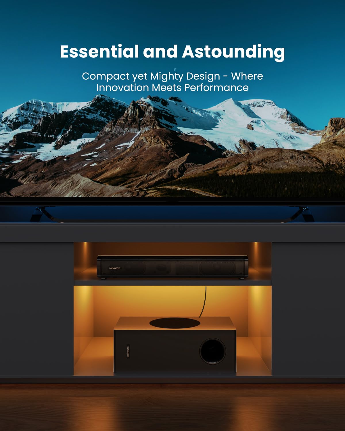 MEVOSTO 2.1CH Surround Sound Bluetooth Soundbar Speakers with Subwoofer DEMO