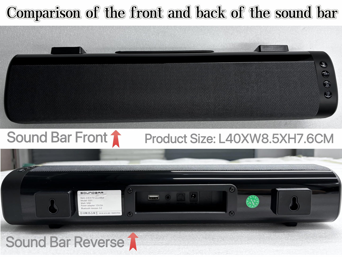 Aigomio 50W Compact Bluetooth Soundbar Speaker for TV, 16" Black Home Audio DEMO