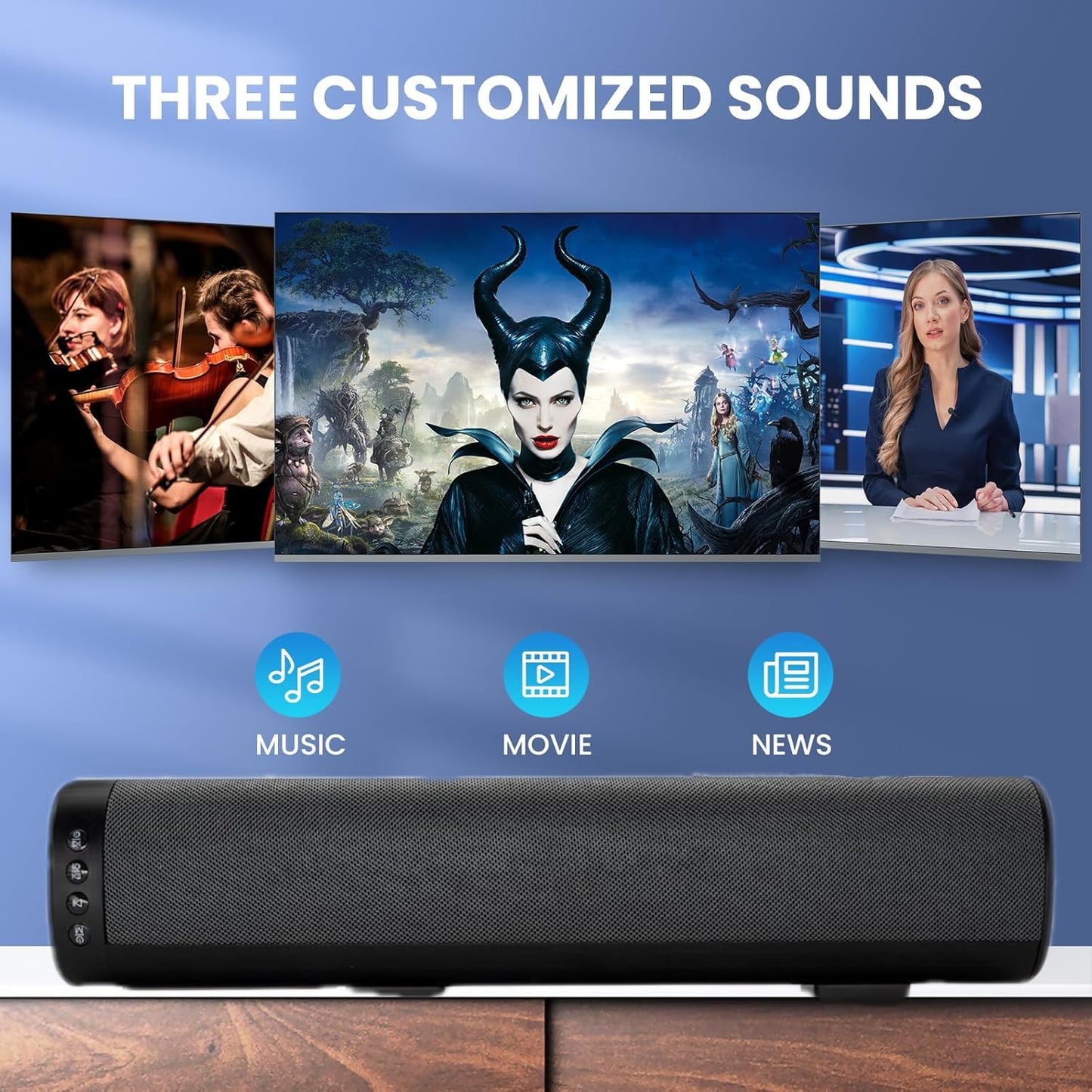 Aigomio 50W Compact Bluetooth Soundbar Speaker for TV, 16" Black Home Audio DEMO