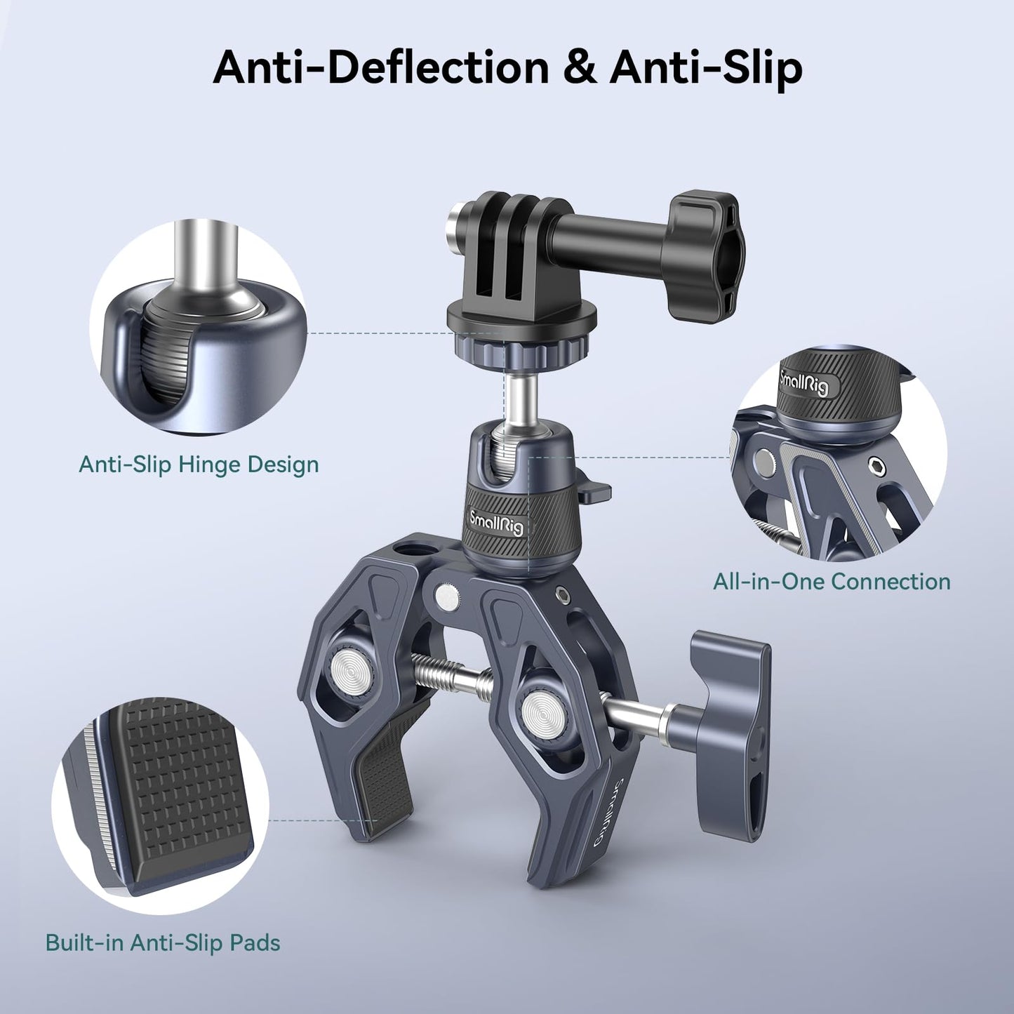 SMALLRIG Camera Mount Clamp Motorcycle Bike Handlebar Mounting Kit Blue NEW