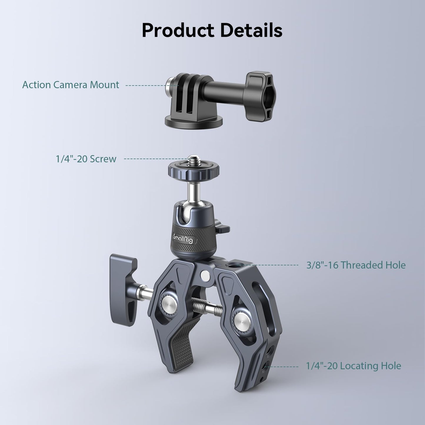 SMALLRIG Camera Mount Clamp Motorcycle Bike Handlebar Mounting Kit Blue NEW
