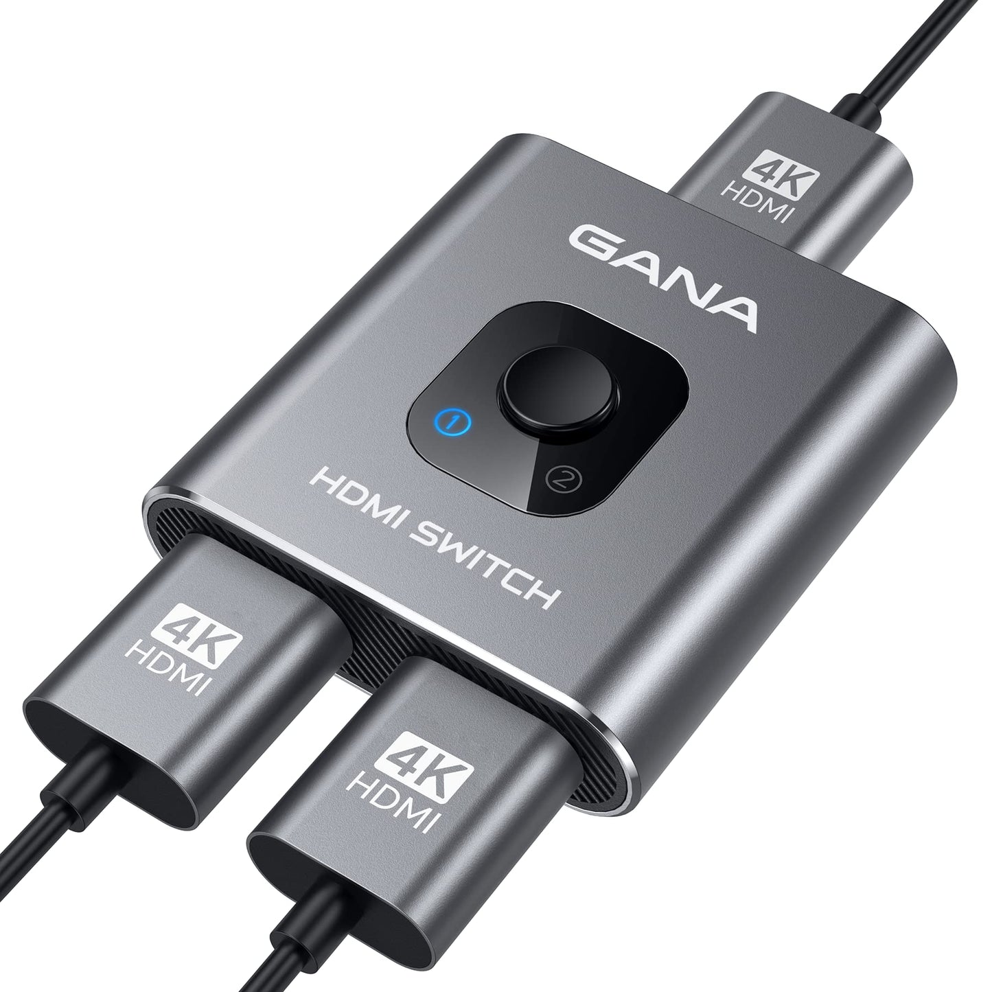 GANA Aluminum Bidirectional HDMI 2-in-1 Selector Box, Grey Switcher DEMO