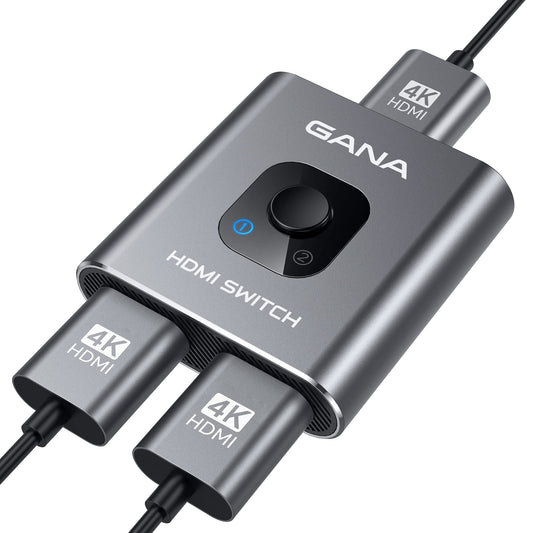 GANA Aluminum Bidirectional HDMI 2-in-1 Selector Box, Grey Switcher DEMO