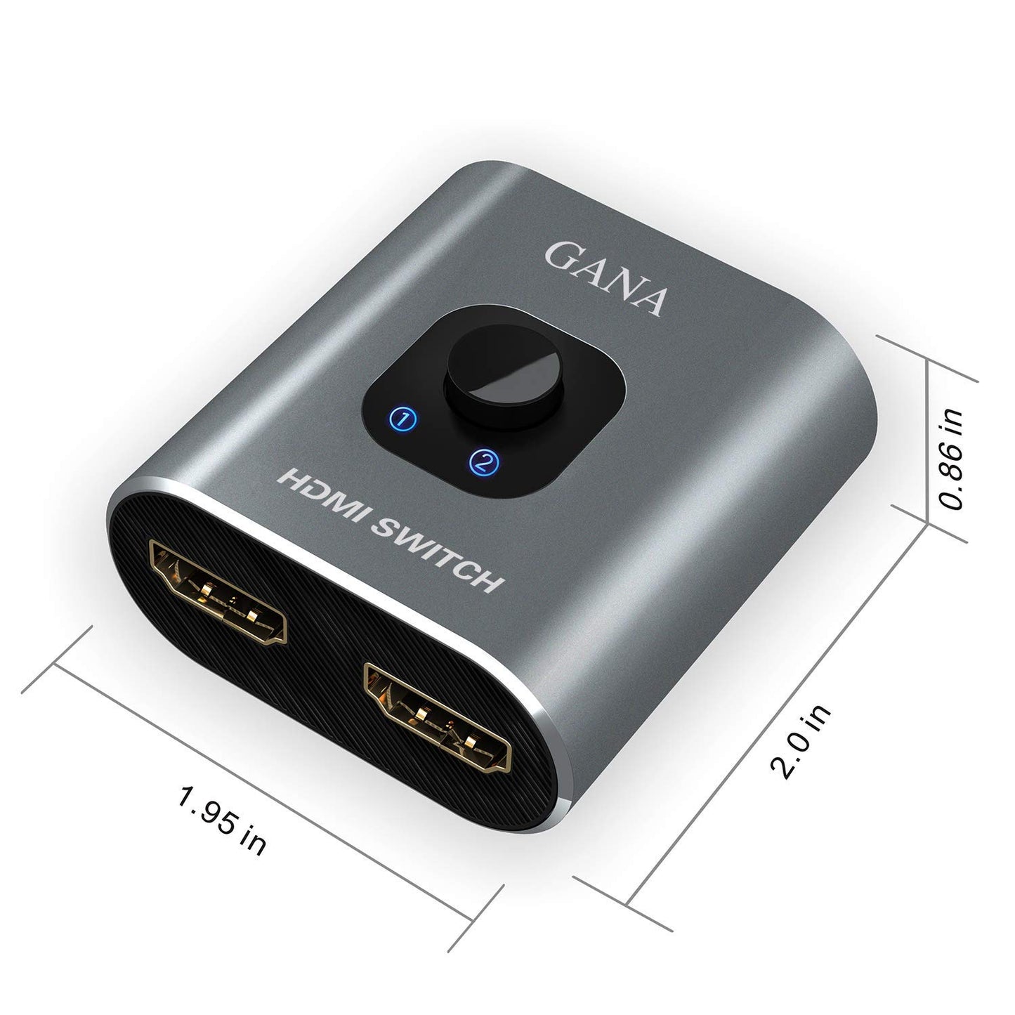 GANA Aluminum Bidirectional HDMI 2-in-1 Selector Box, Grey Switcher DEMO