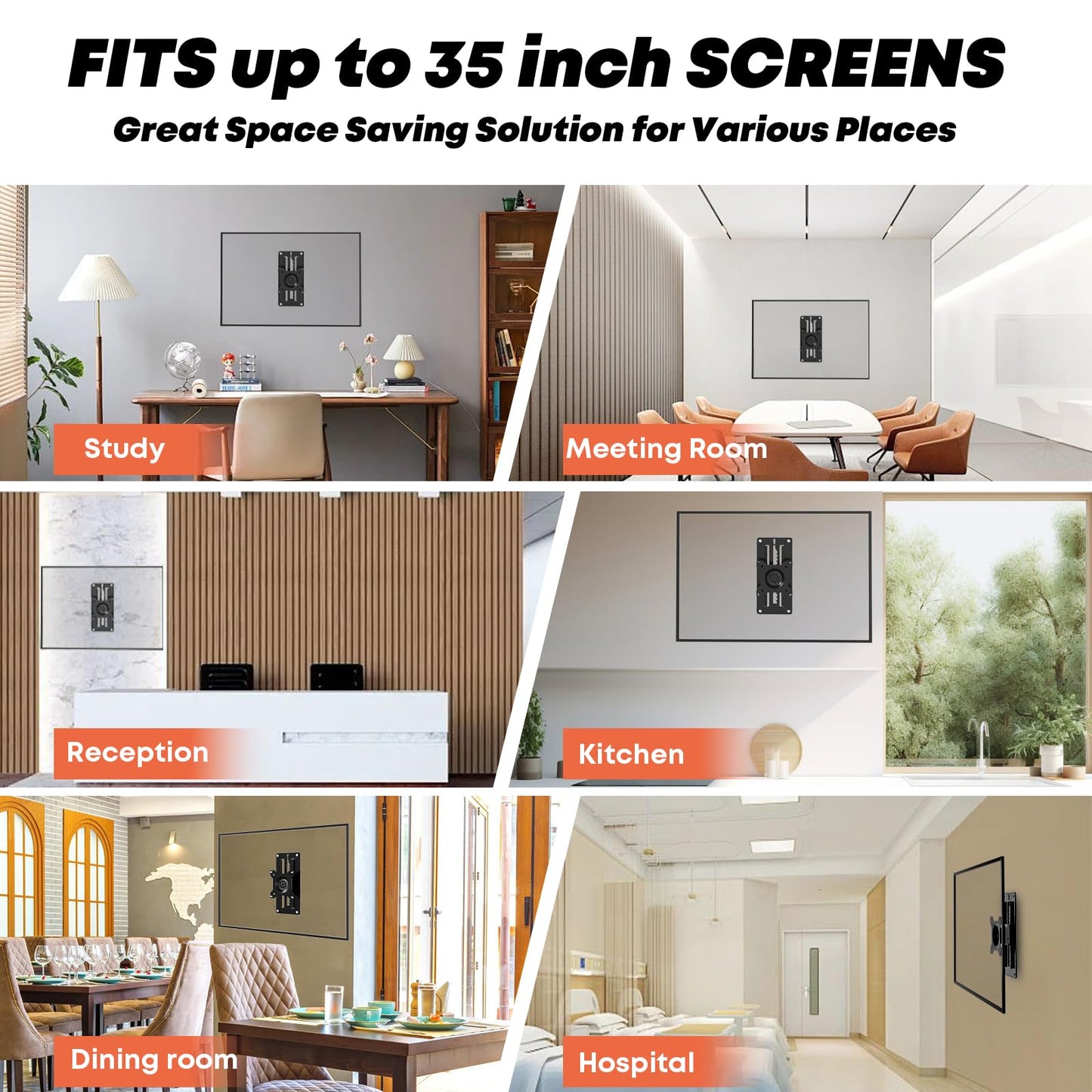 PUTORSEN Height Adjustable Monitor Wall Mount Bracket for 13-35 Inch DEMO