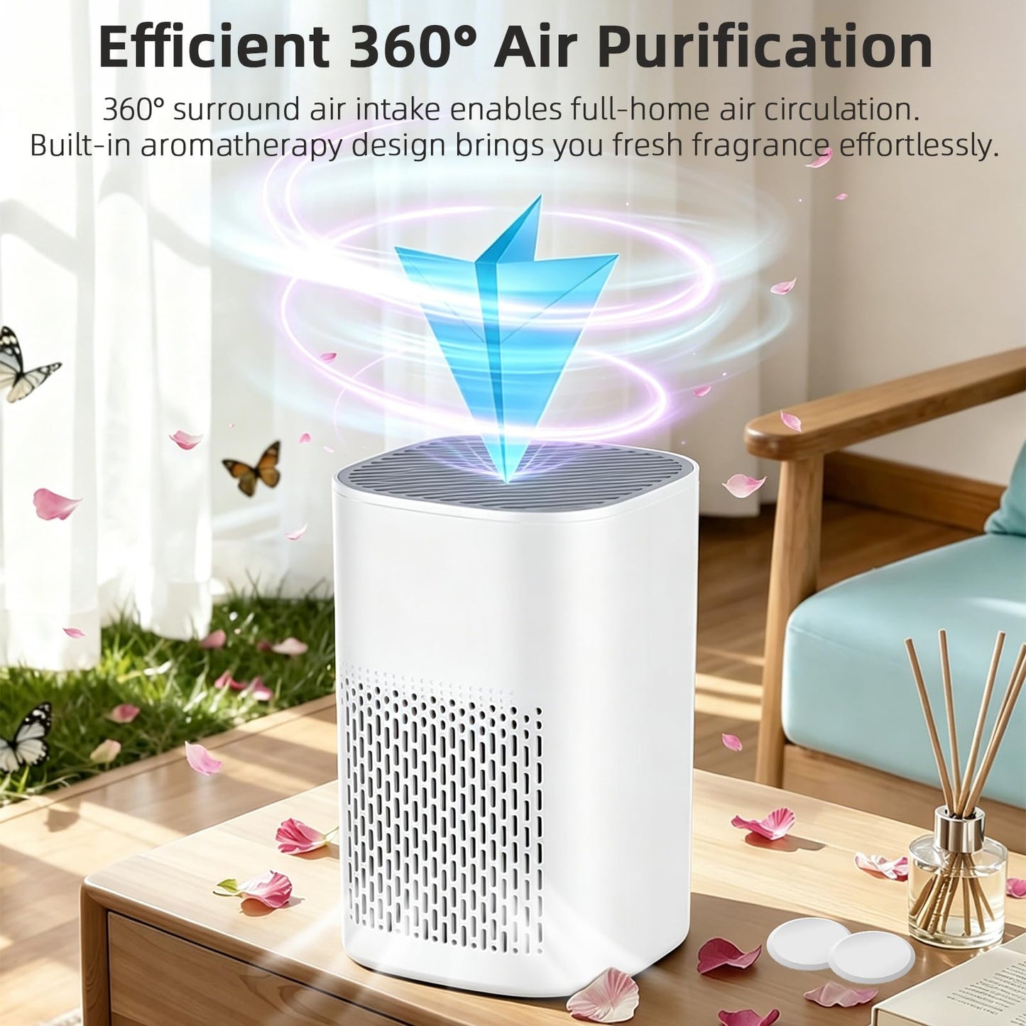 ILEHOE Quiet Air Purifiers Air Purifier with H13 HEPA Filter, Beige, Ideal DEMO