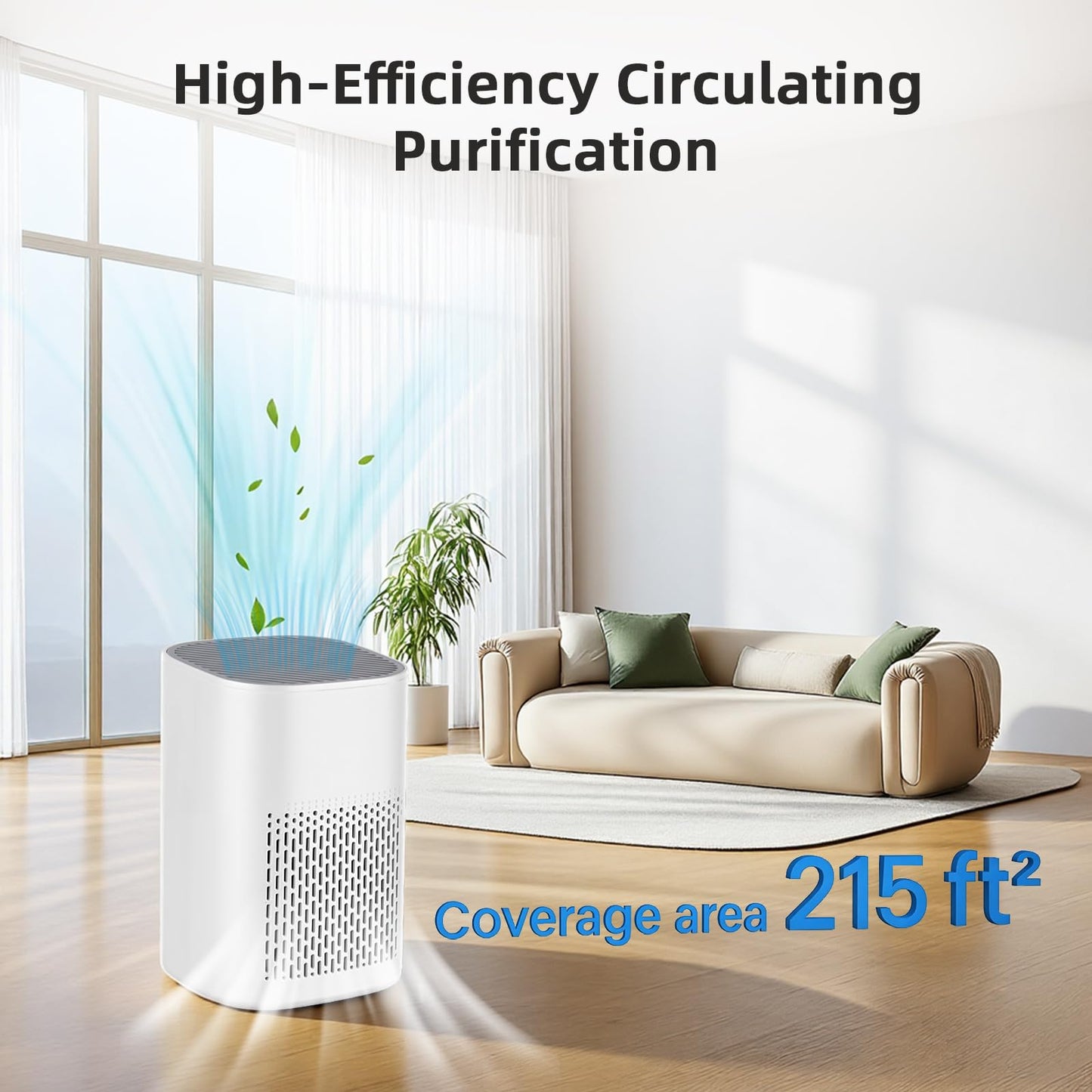 ILEHOE Quiet Air Purifiers Air Purifier with H13 HEPA Filter, Beige, Ideal DEMO