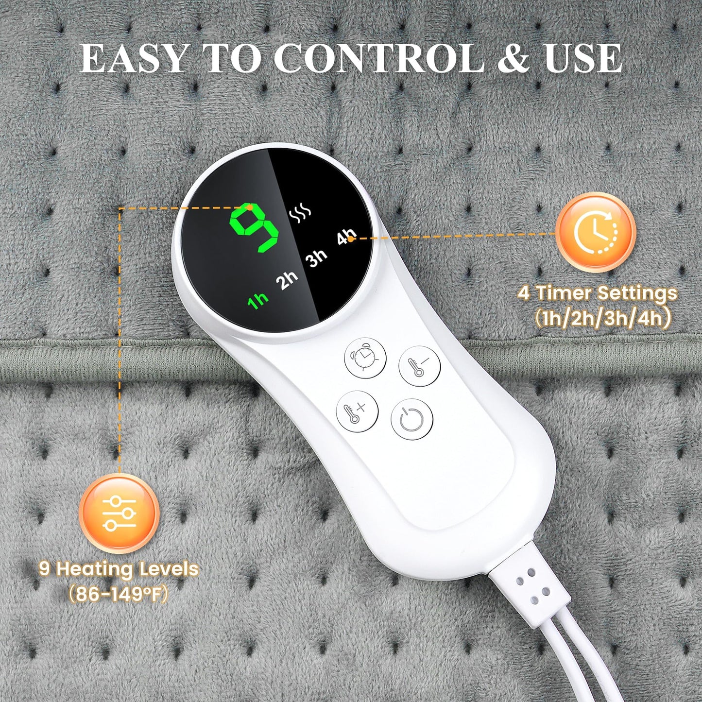 Nexylos Grey Electric Heating Pad for Moist Heat Therapy, Multipurpose NEW