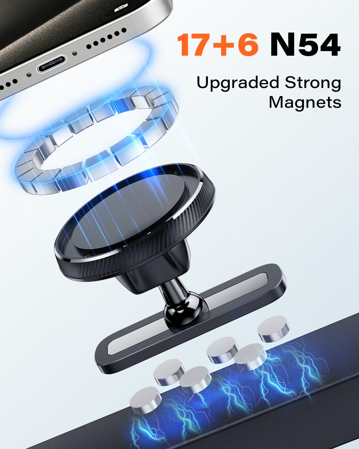 APPS2Car Magnetic Grips Phone Holder with Alloy Base and Ball Joint NEW