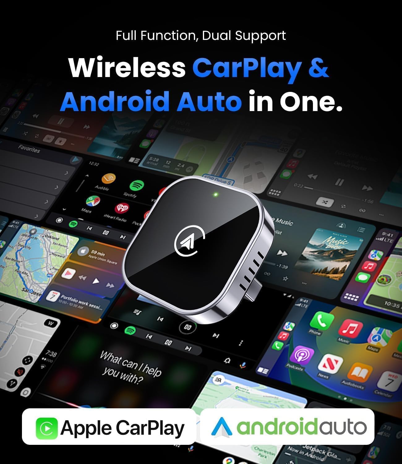 Teeran 2-in-1 Input Adapters Mini Wireless CarPlay & Android Auto Adapter DEMO