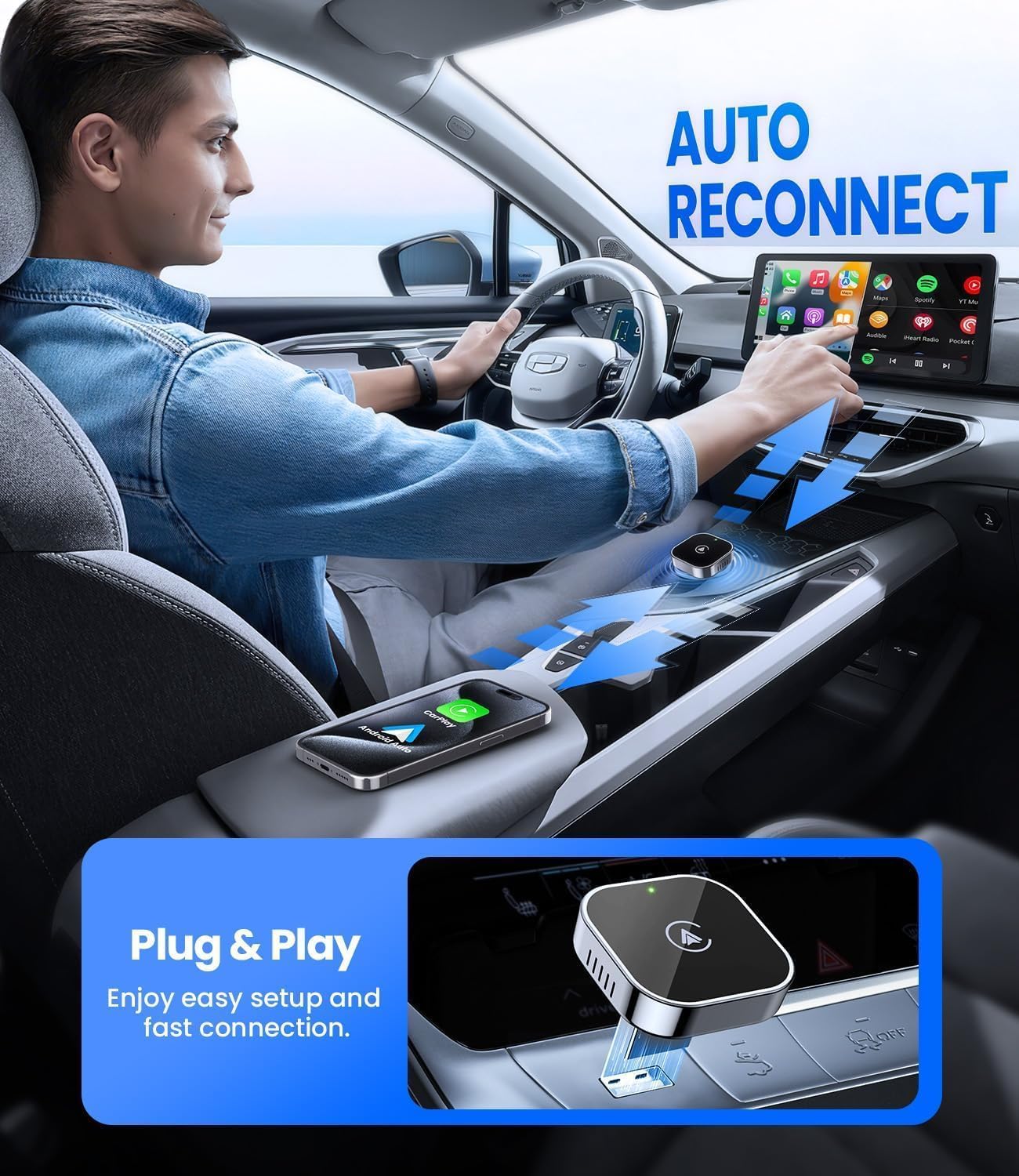 Teeran 2-in-1 Input Adapters Mini Wireless CarPlay & Android Auto Adapter DEMO
