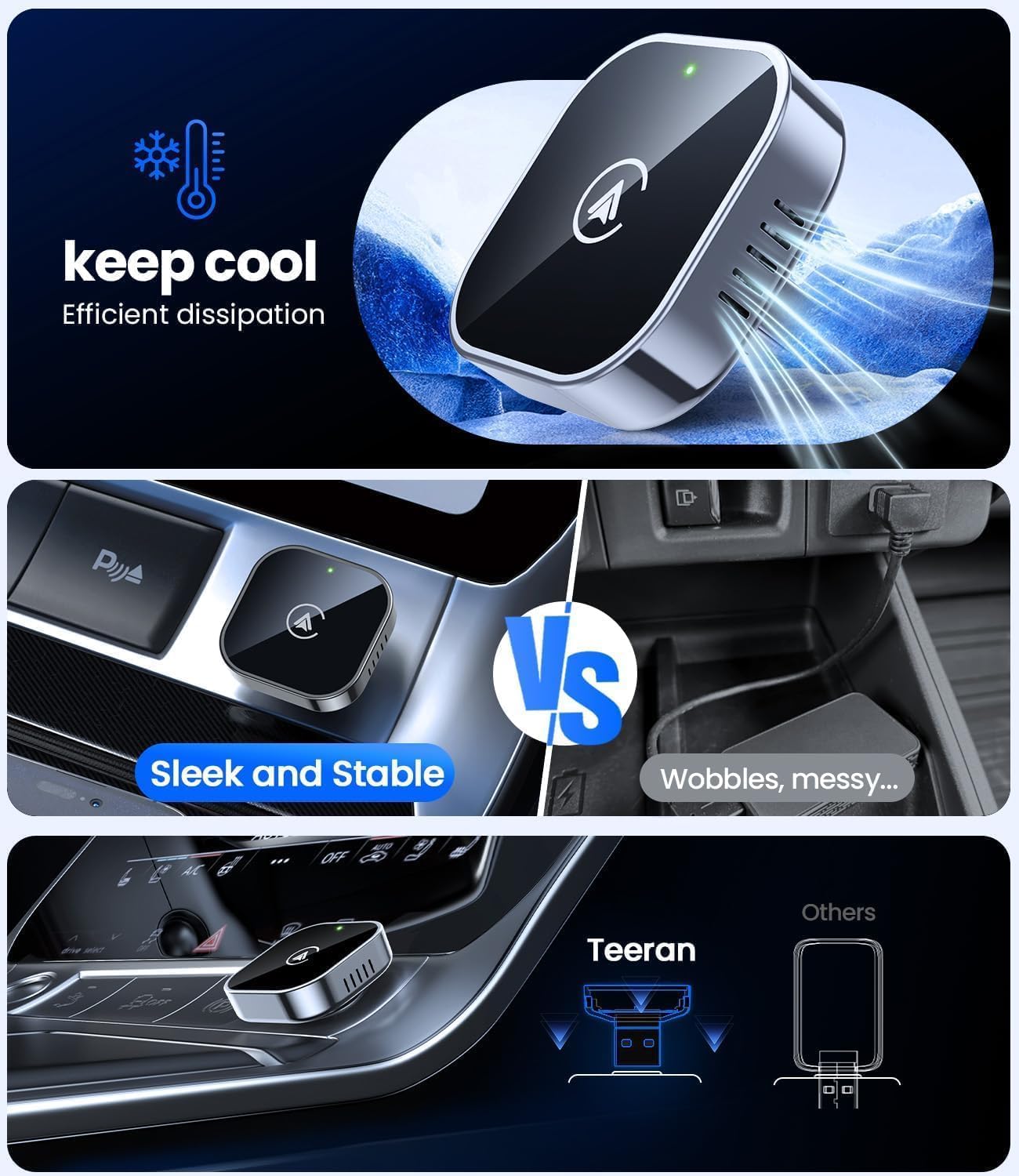 Teeran 2-in-1 Input Adapters Mini Wireless CarPlay & Android Auto Adapter DEMO