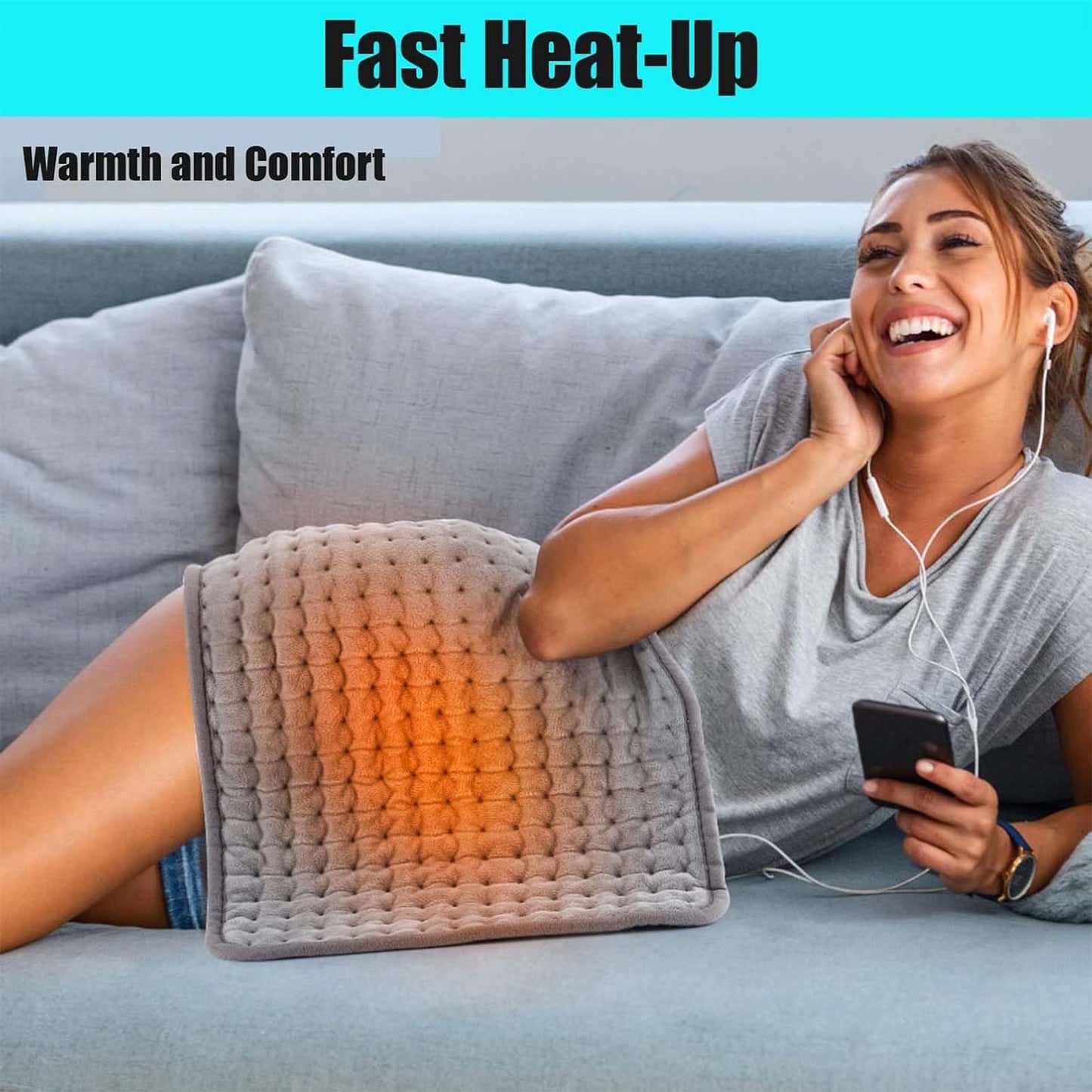 Muyuone Electric Heating Pad for Back Pain Relief 6 Heat Settings Grey DEMO