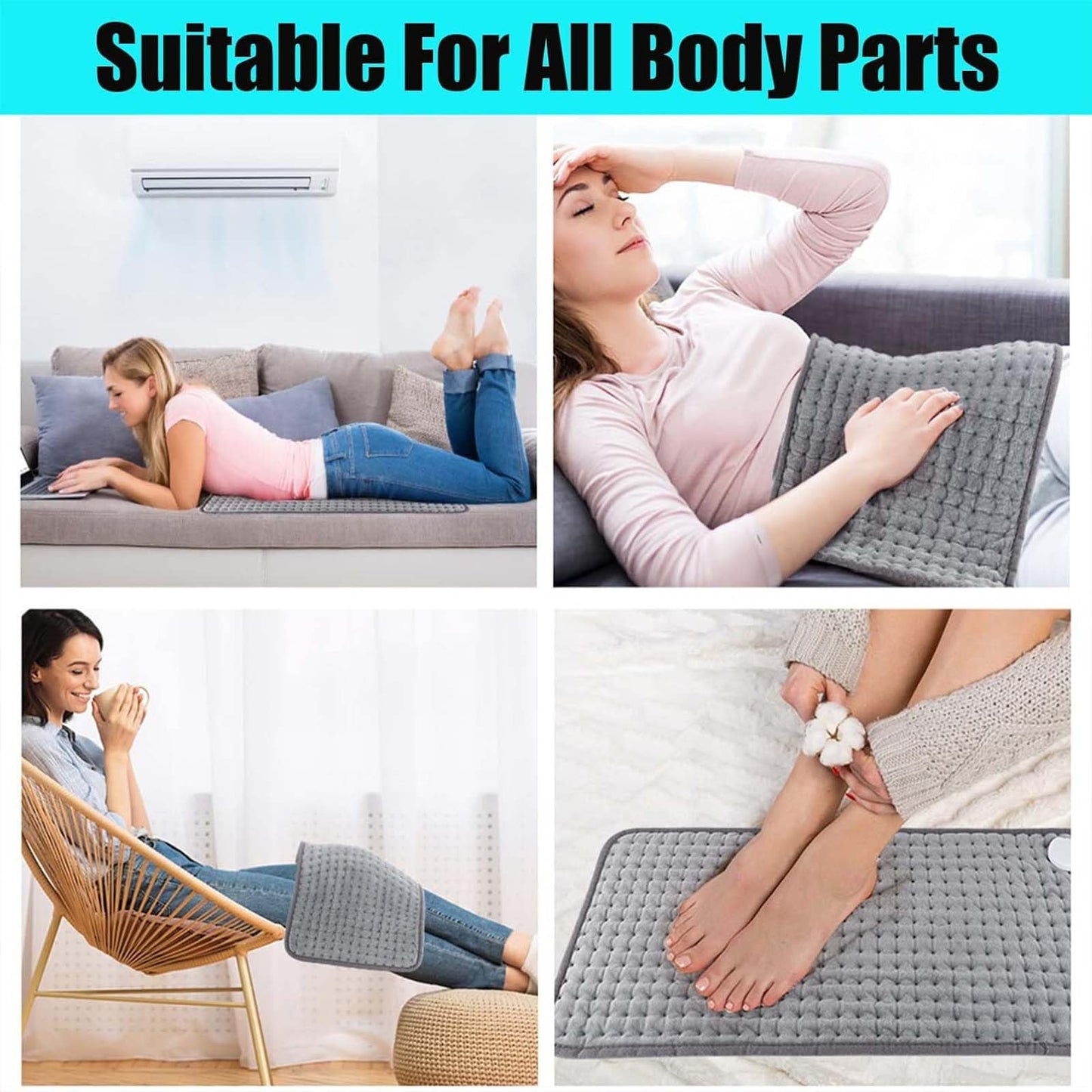 Muyuone Electric Heating Pad for Back Pain Relief 6 Heat Settings Grey DEMO