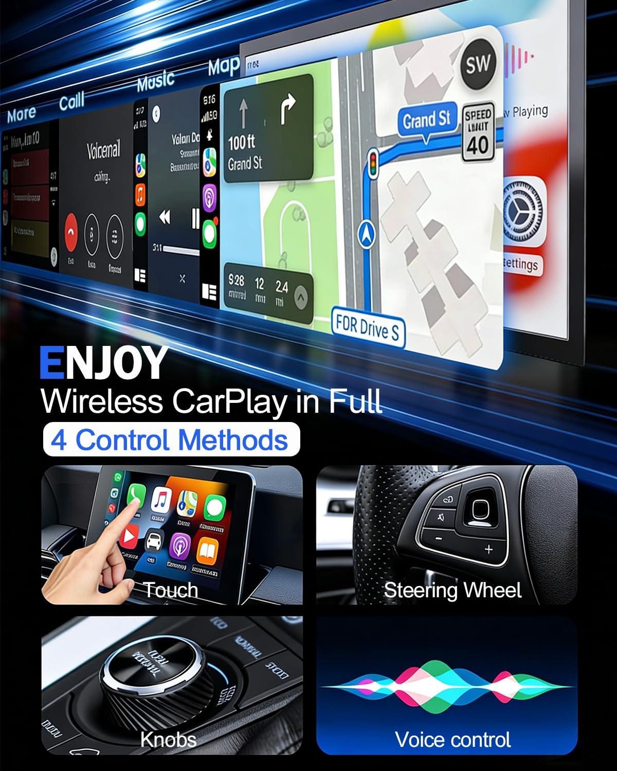 TOPSHINE Wireless CarPlay Adapter for iPhone Mini USB Tech Black-Silver DEMO