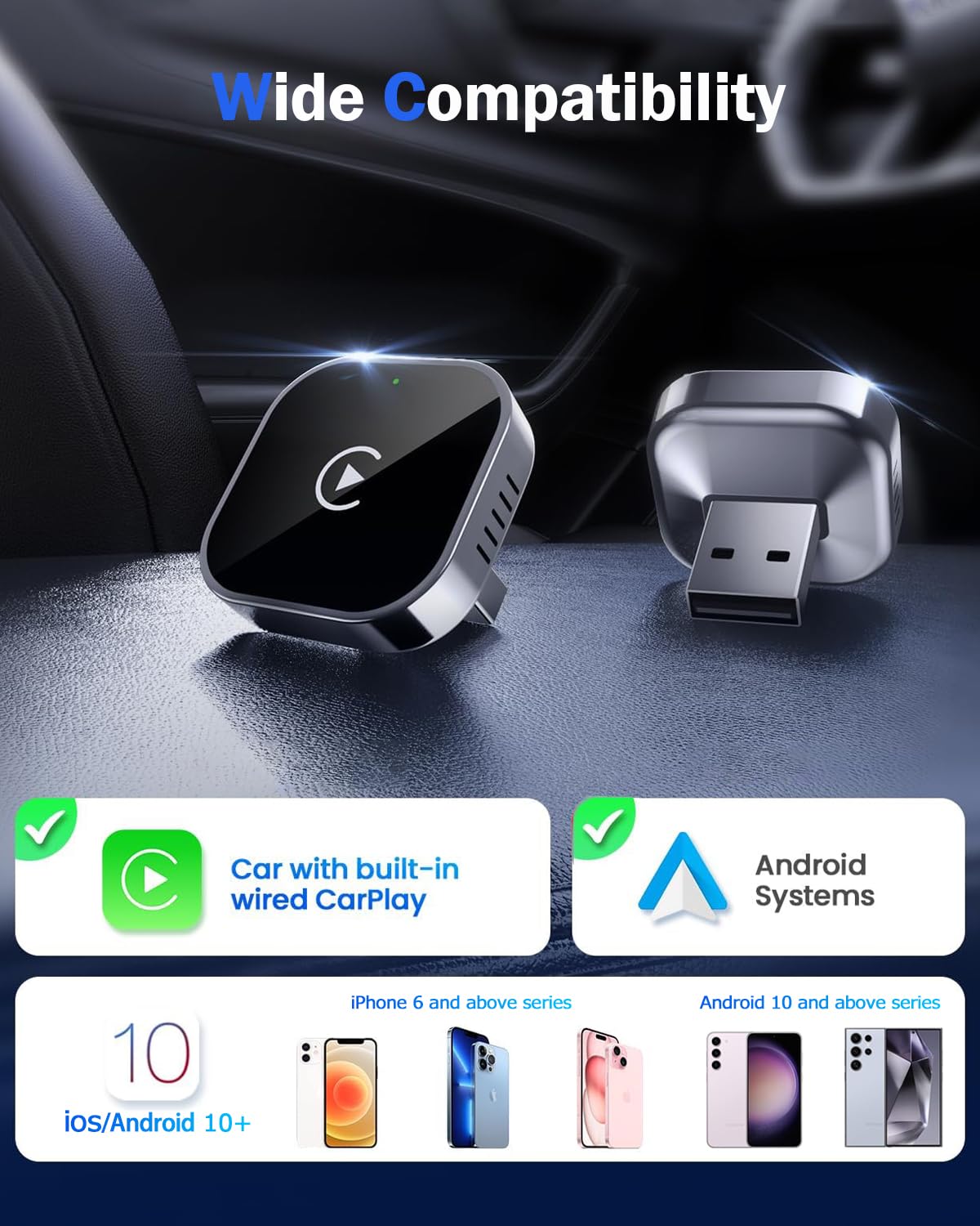 TOPSHINE Wireless CarPlay Adapter for iPhone Mini USB Tech Black-Silver DEMO