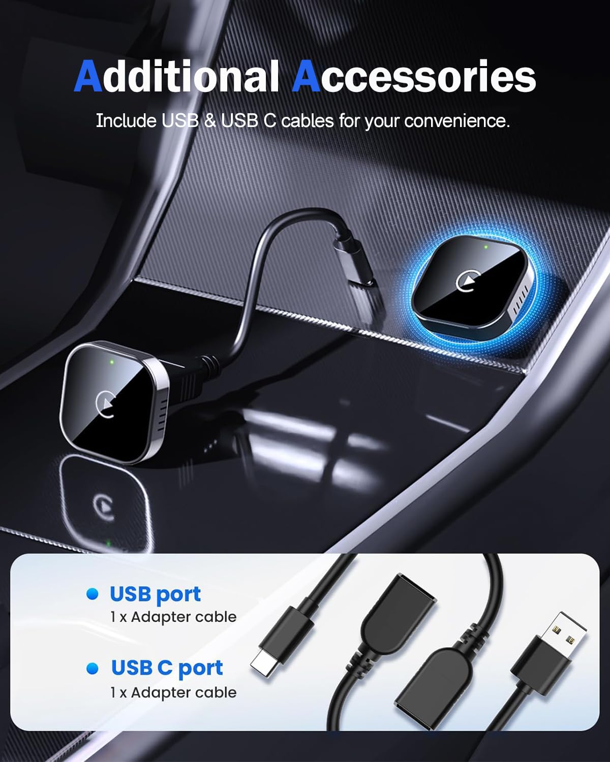 TOPSHINE Wireless CarPlay Adapter for iPhone Mini USB Tech Black-Silver DEMO