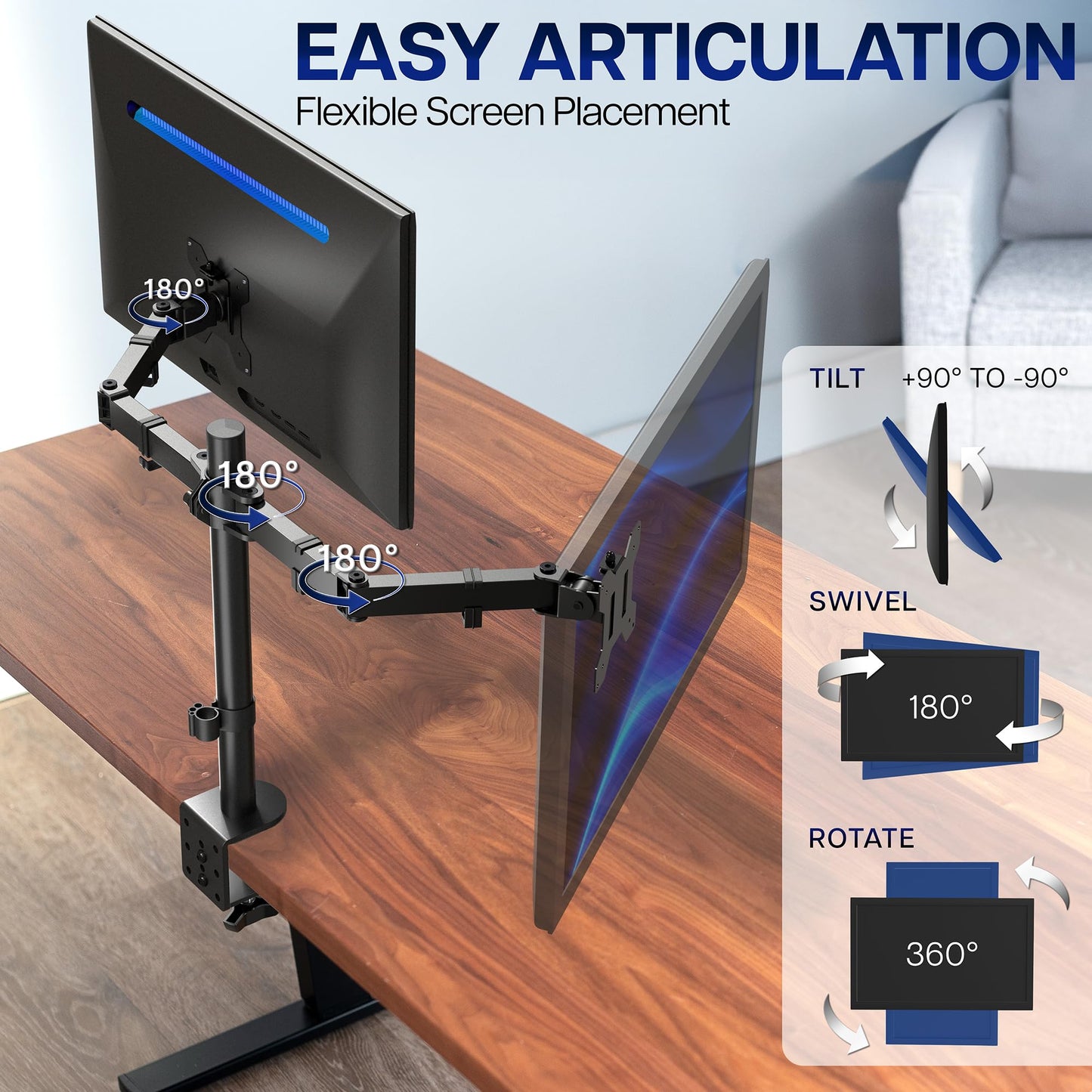 VIVO Dual Monitor Desk Mount - Fully Adjustable Heavy Duty Stand DEMO