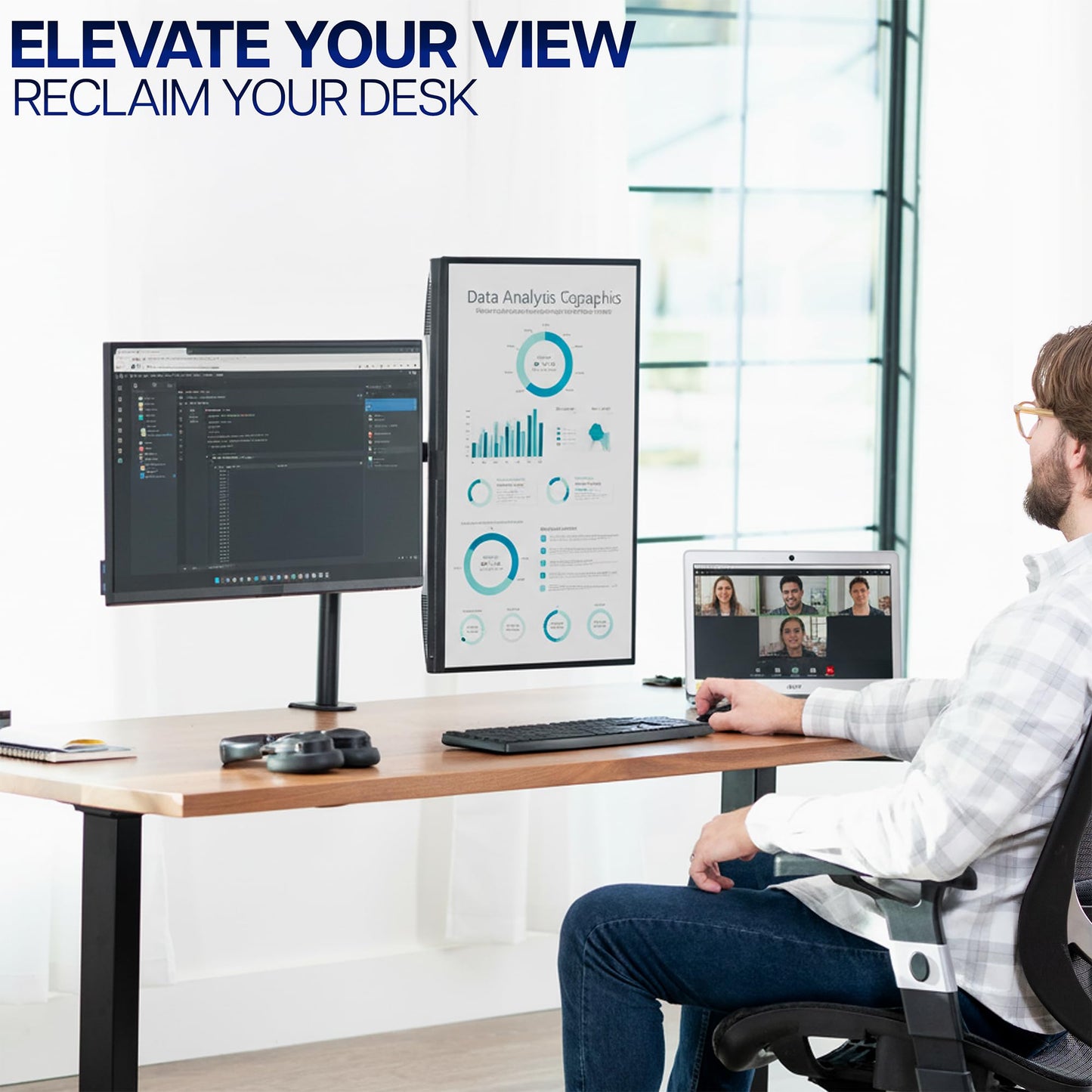 VIVO Dual Monitor Desk Mount - Fully Adjustable Heavy Duty Stand DEMO