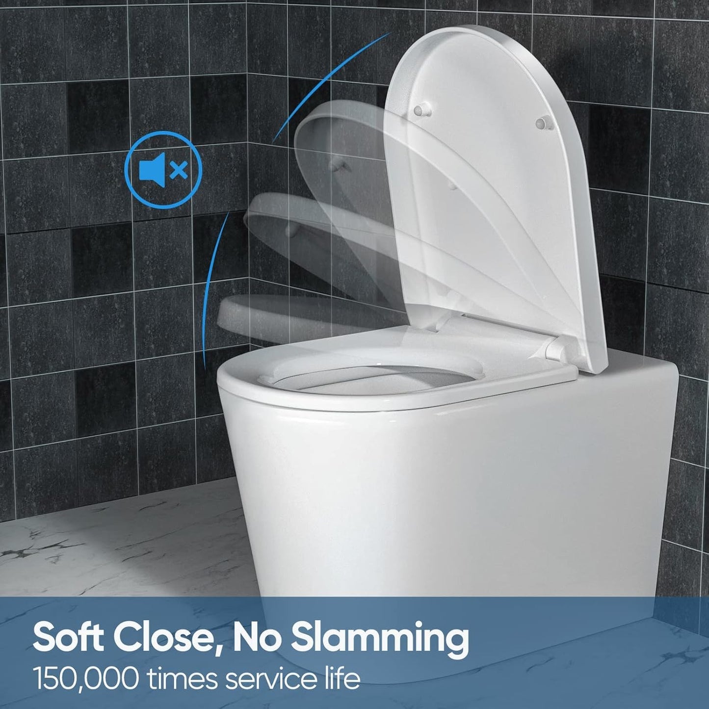 MUJIUSHI Soft Close Toilet Seat with Quick Release for Easy Cleaning White NEW