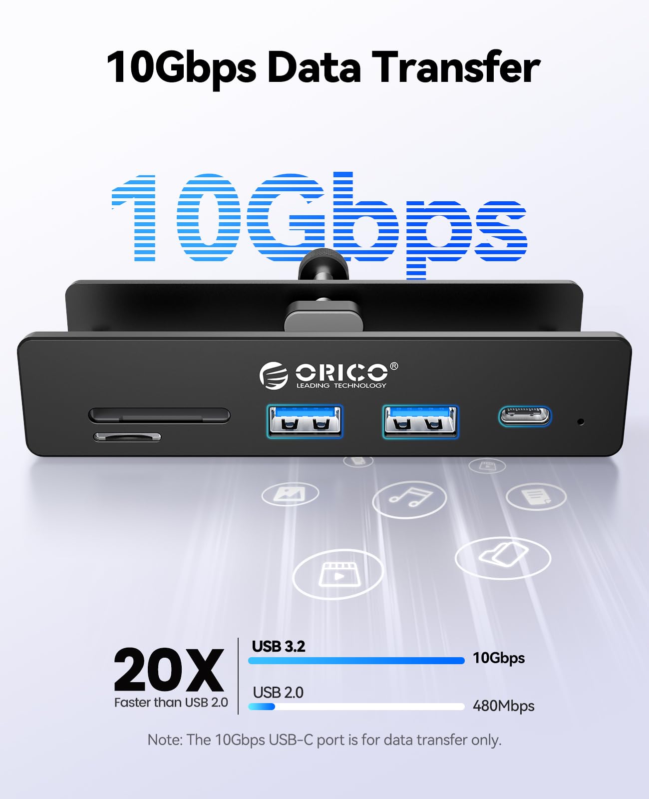 ORICO 6-Port USB Hubs USB 3.2 Hub with 60W Type-C PD Charging, 10Gbps Data DEMO