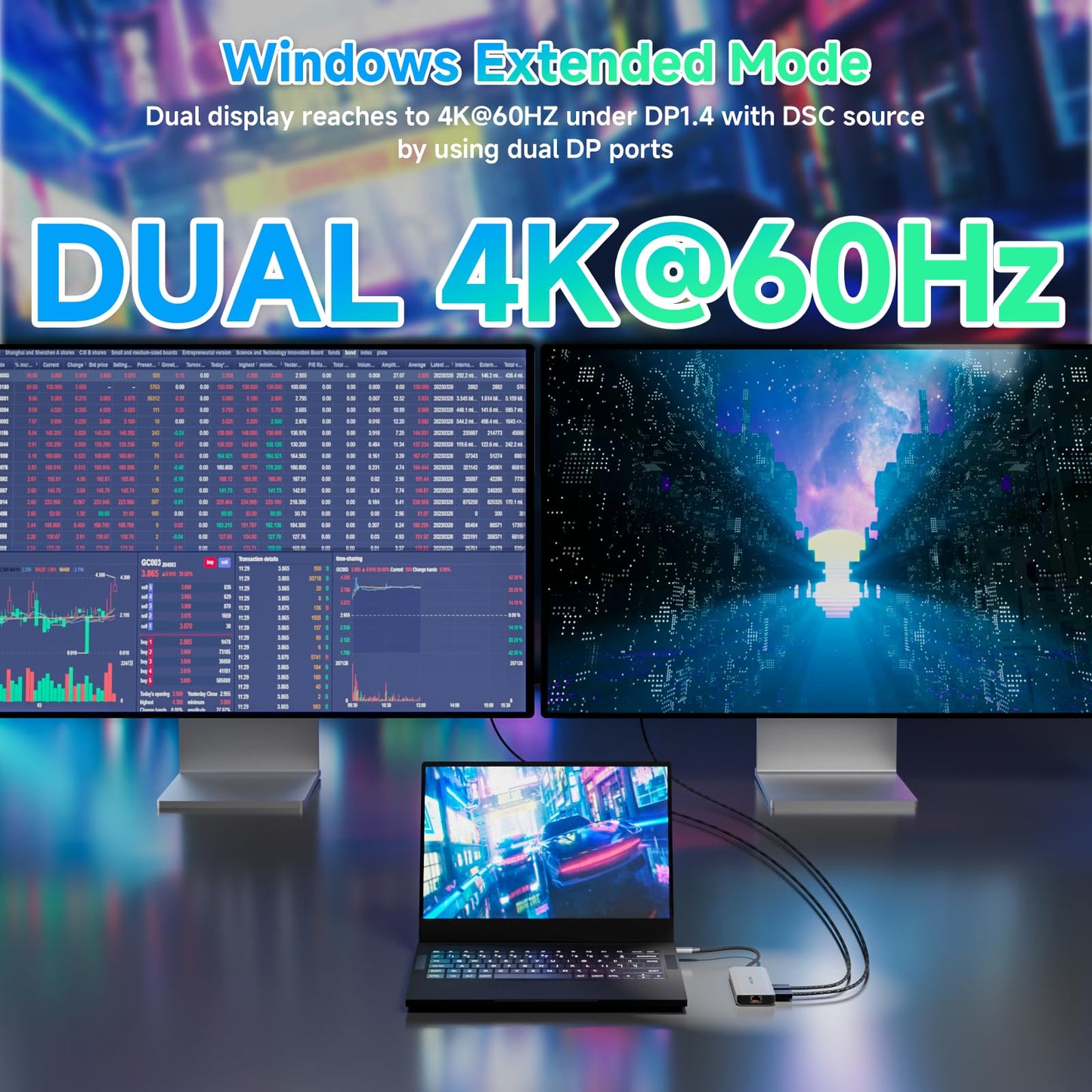 WAVLINK Dual Monitor DisplayPort Docking Station, 10Gbps Triple Display, DEMO