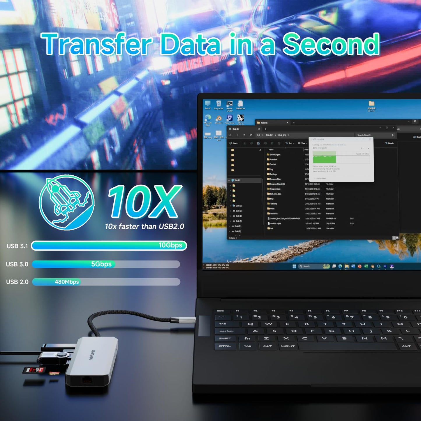 WAVLINK Dual Monitor DisplayPort Docking Station, 10Gbps Triple Display, DEMO