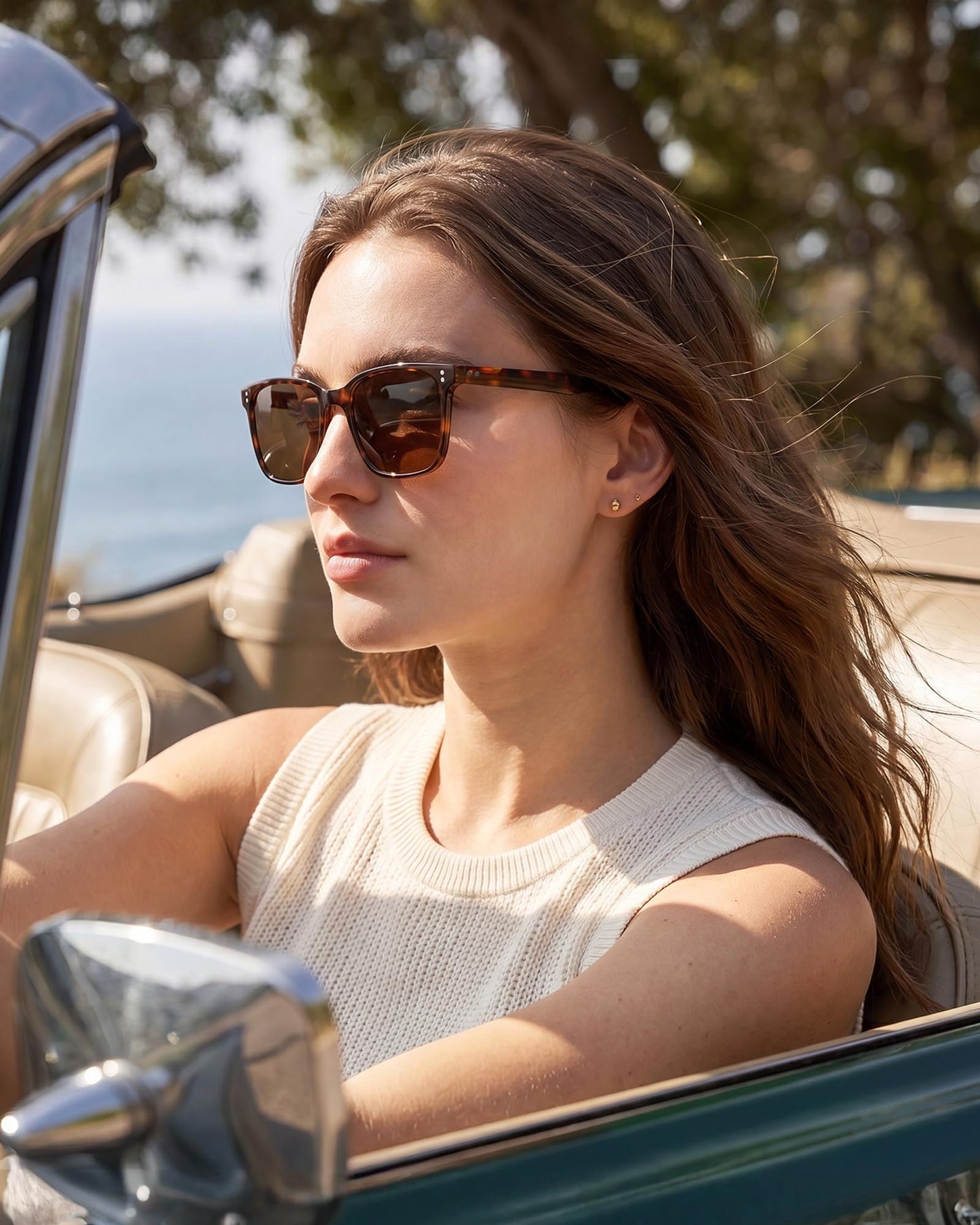 Carfia Womens Polarized Acetate Sunglasses Small Face AntiGlare UV400 51mm DEMO