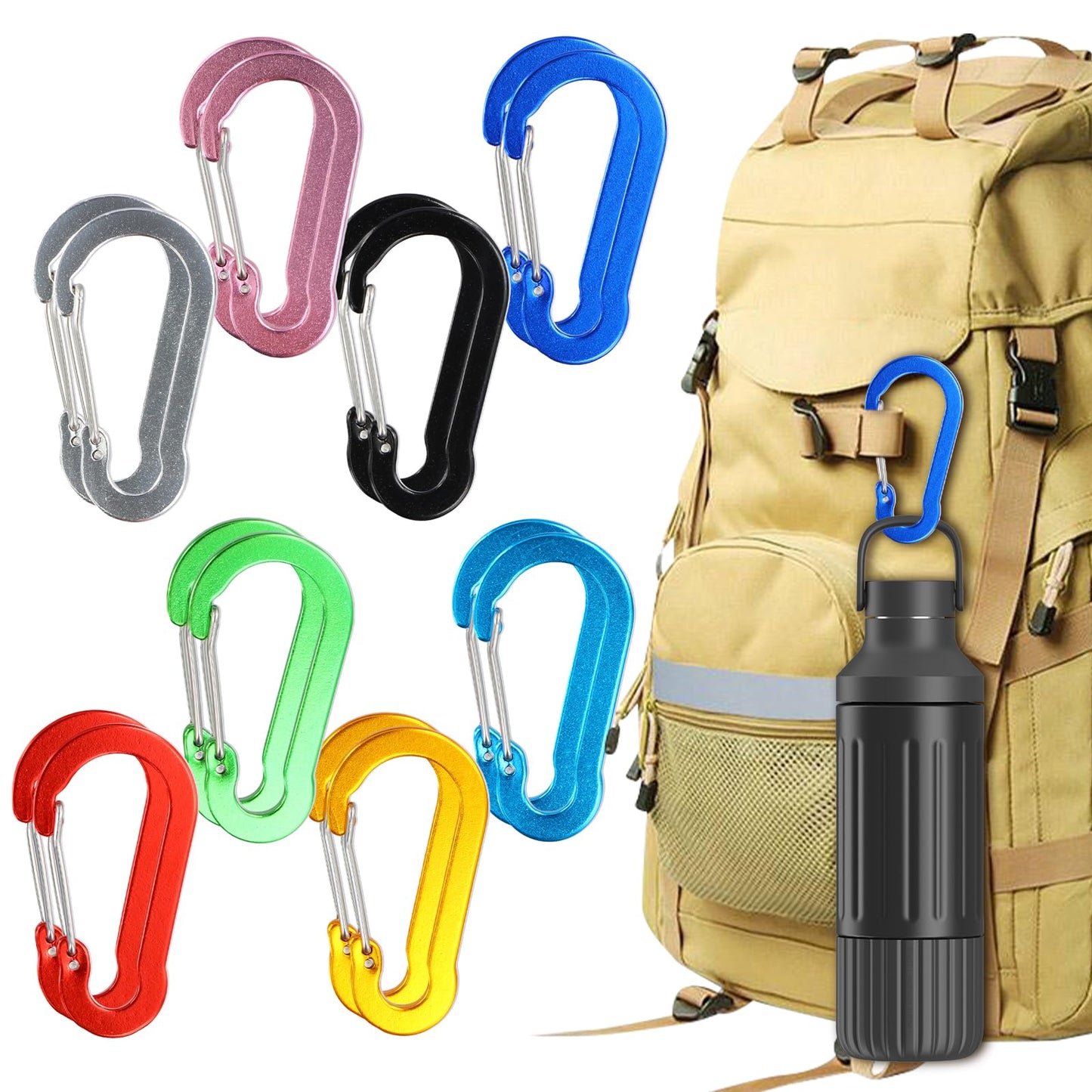 Astralong Carabiners Multi Color Aluminium Alloy Hooks 70mm Large Pack of 16 NEW