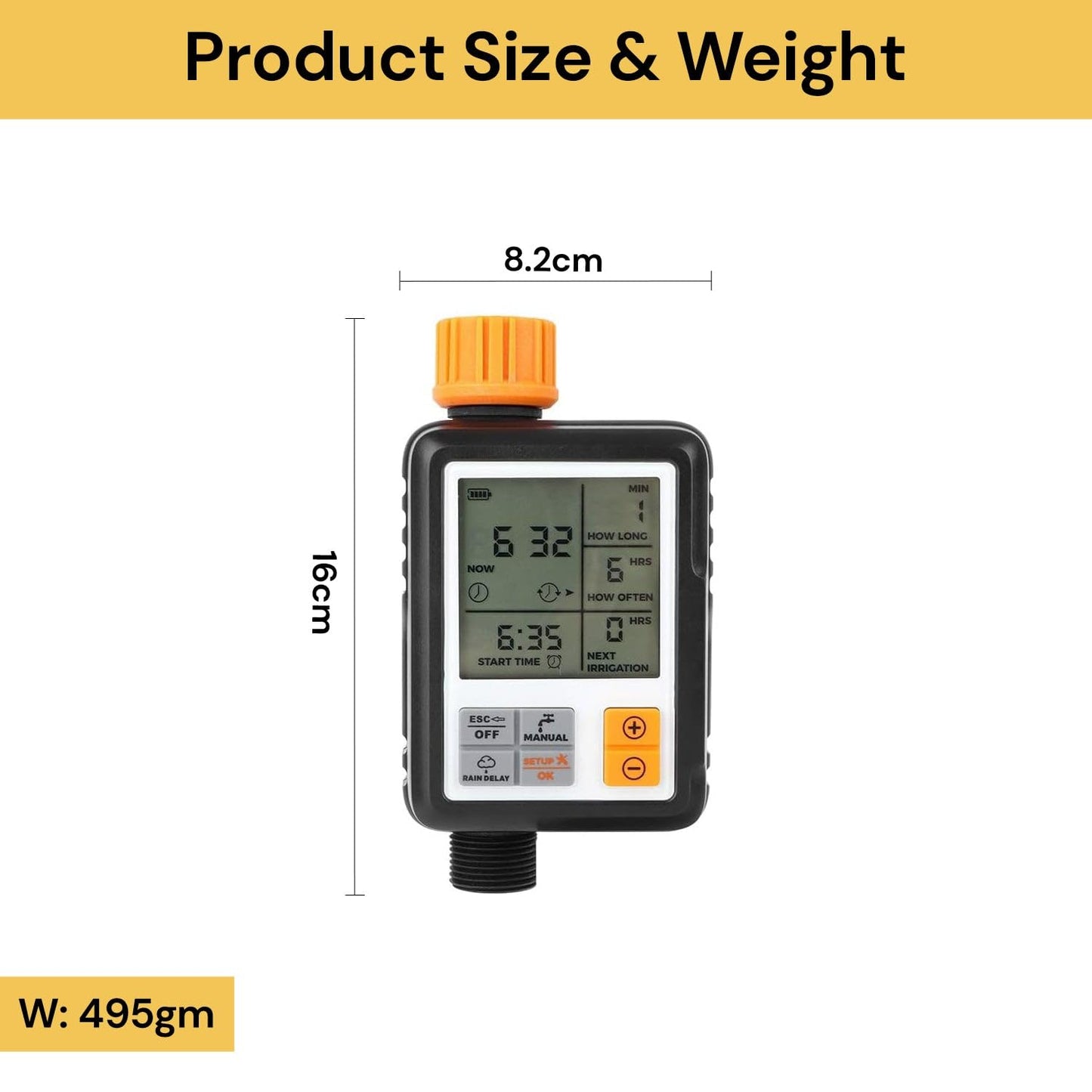 Spendeal Programmable Garden Hose Timer with Rain Delay, Orange & Black NEW