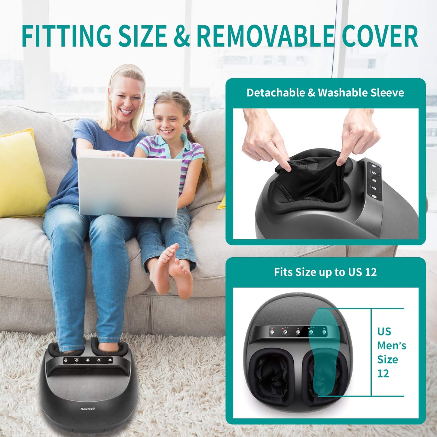 Nekteck Foot Massager Machine with Heat Shiatsu Deep Kneading DEMO