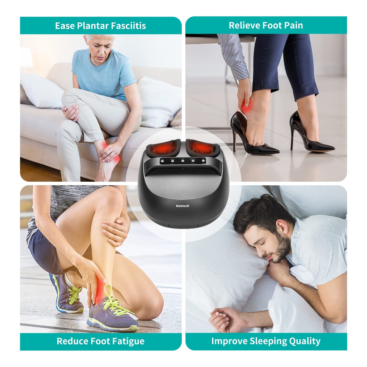 Nekteck Foot Massager Machine with Heat Shiatsu Deep Kneading DEMO