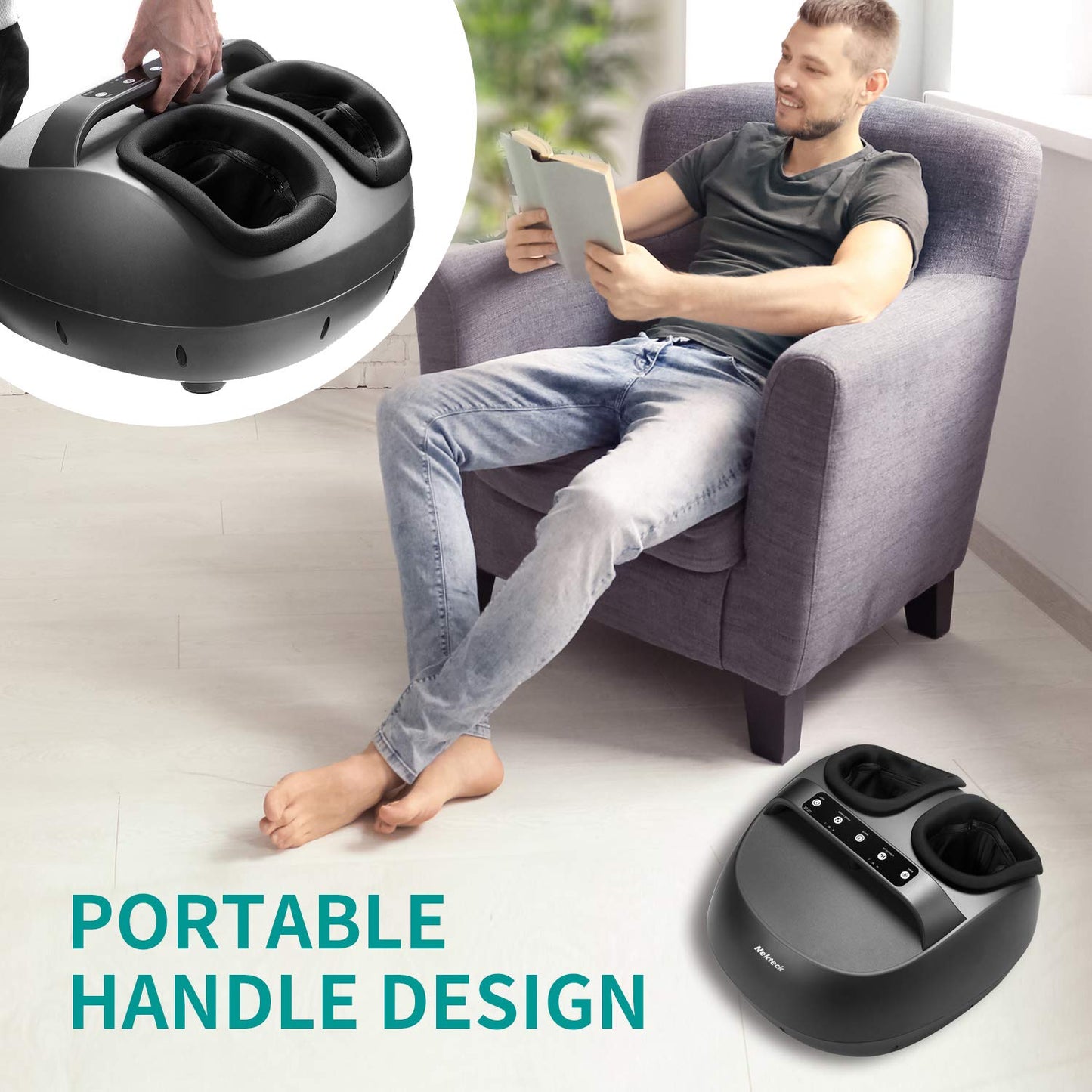 Nekteck Foot Massager Machine with Heat Shiatsu Deep Kneading DEMO