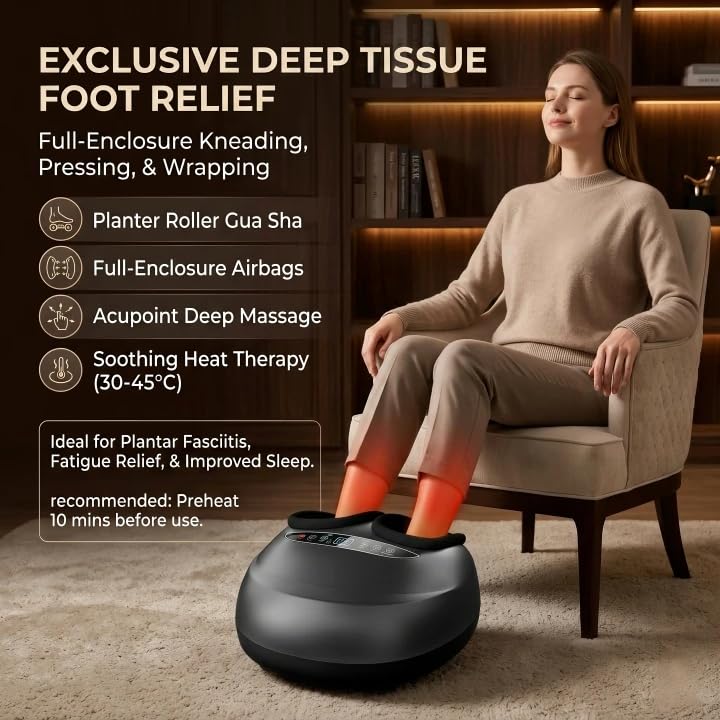 ApexOrigin Electric Foot Spa Massager with 360° Shiatsu Kneading and Heat NEW