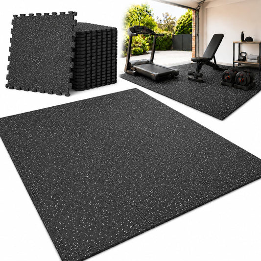 Homodoskey Thick Gym Flooring Tiles 12 Pack 60x60cm Rubber Exercise NEW