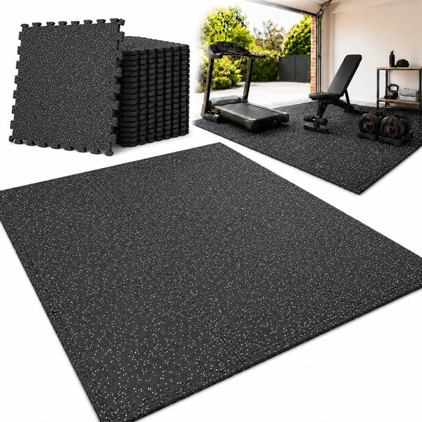 Homodoskey Thick Gym Flooring Tiles 12 Pack 60x60cm Rubber Exercise NEW