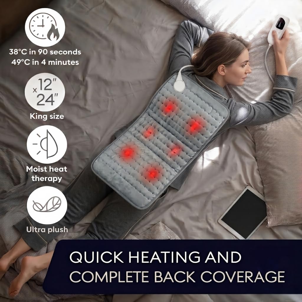 Olykas Extra Large Electric Heating Pad 60 x 30cm Moist & Dry Heat Pain NEW