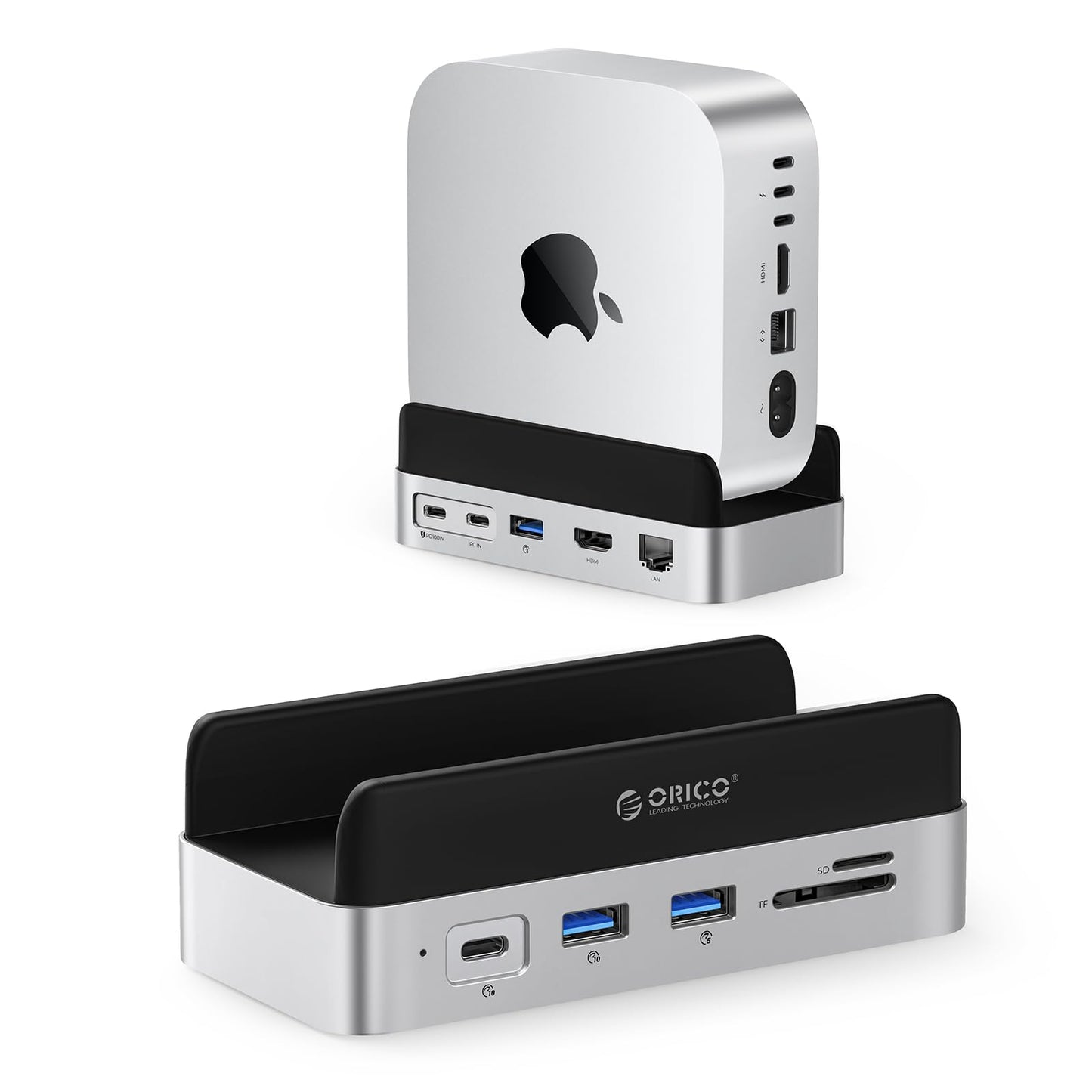 ORICO 10-in-1 USB Hubs Aluminum USB Hub Dock Stand for Mac mini M4 Silver - NEW