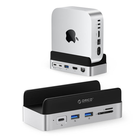 ORICO 10-in-1 USB Hubs Aluminum USB Hub Dock Stand for Mac mini M4 Silver - NEW