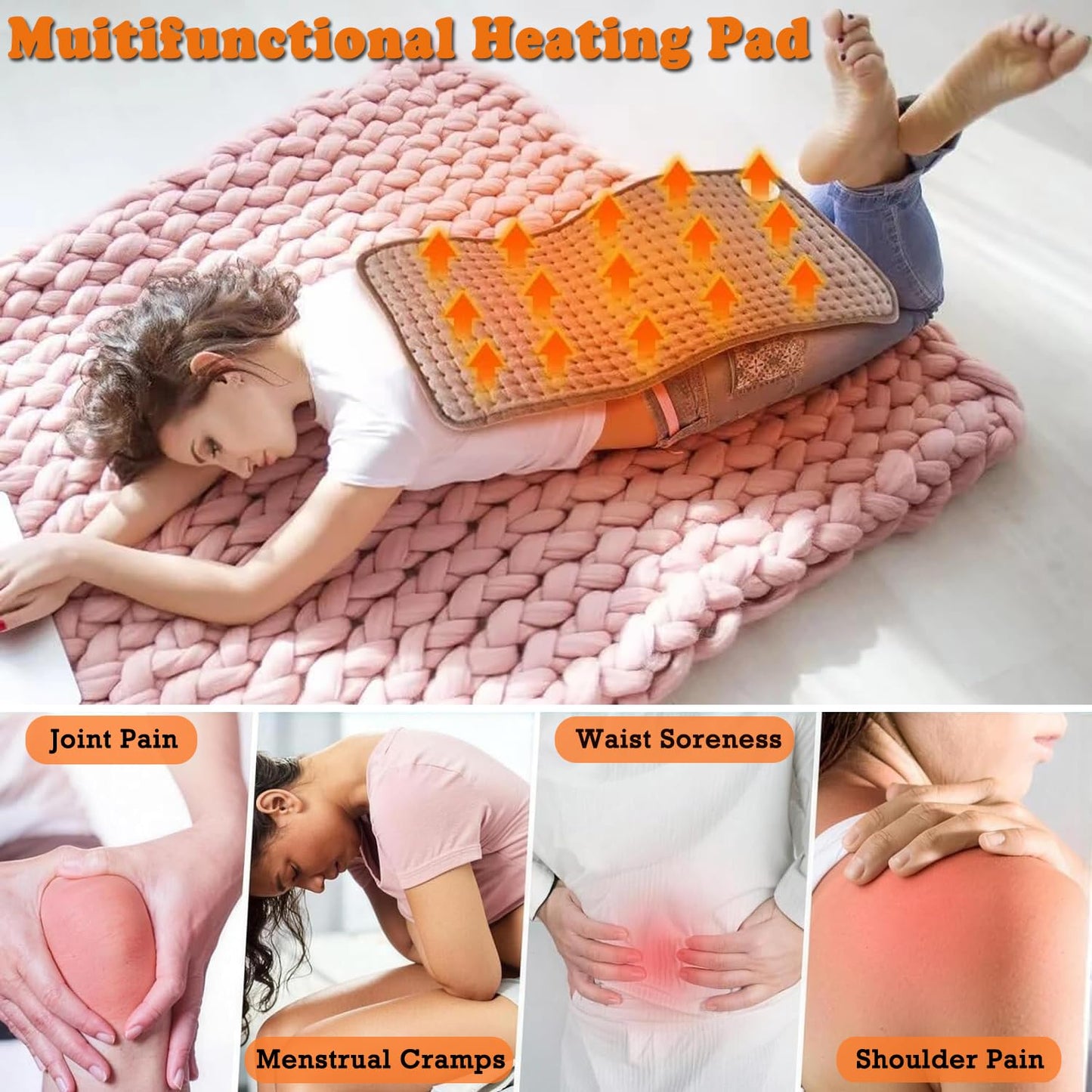 wakouter Electric Heating Pad with 4 Timer Settings and 9 Temperature Levels NEW