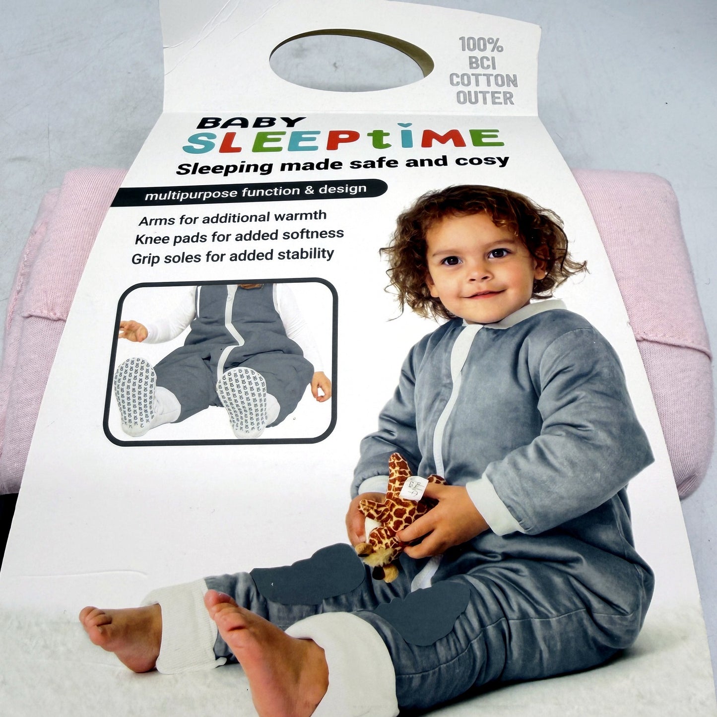 Baby Sleeptime Cotton Warm Sleeping Bag W/ Arms & Legs Pink Size 1-2 12-25M NEW