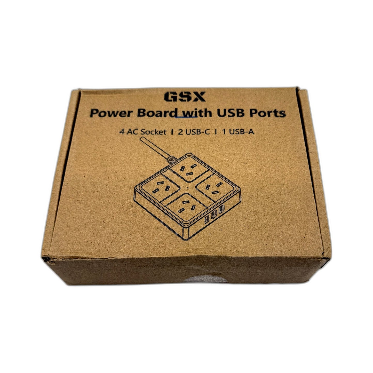 GSX 7 in 1 Power Strip & USB Ports Surge Protector Multi Outlet White/Grey NEW