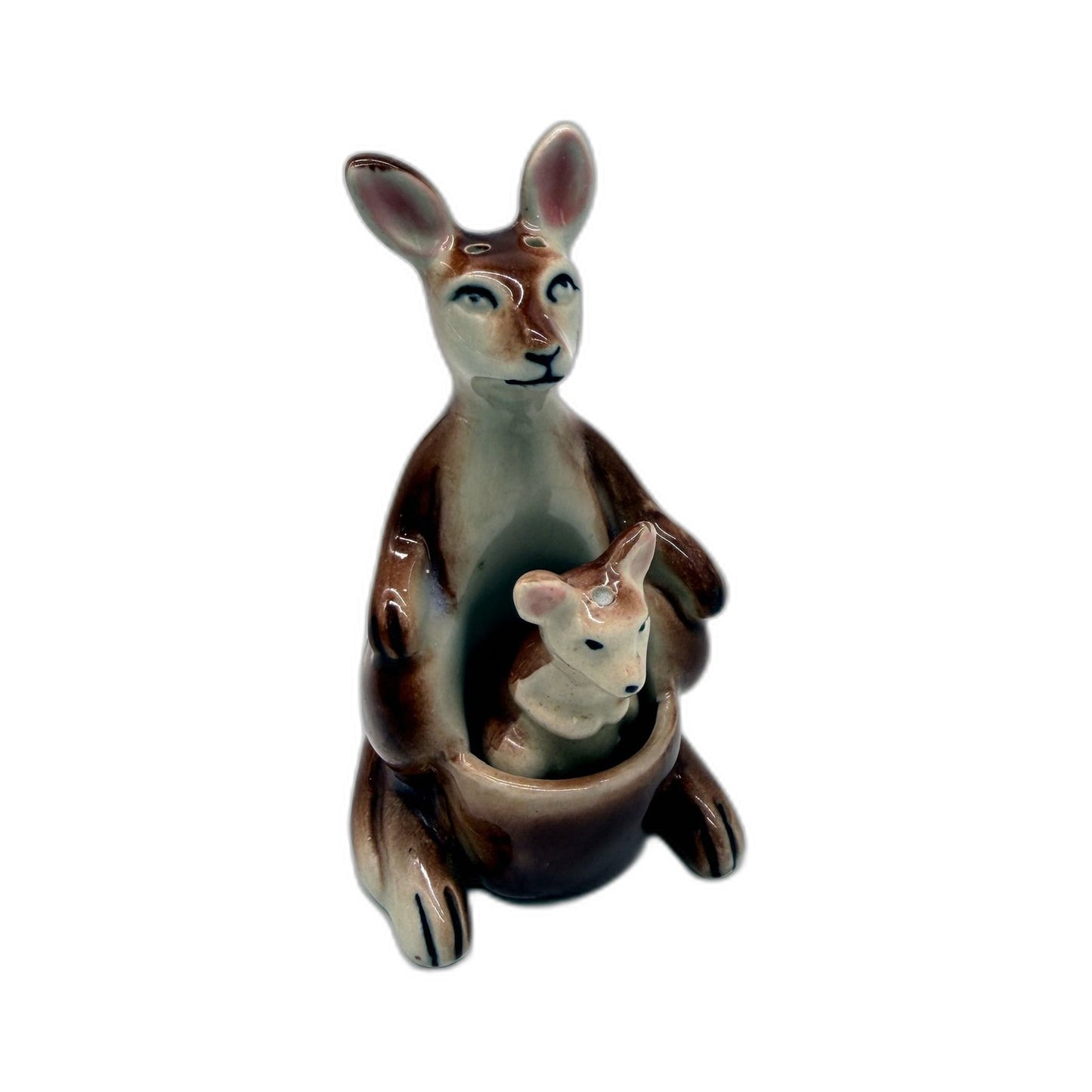 VINTAGE Ceramic Kangaroo Mother Baby Australian Wildlife Salt & Pepper Shakers