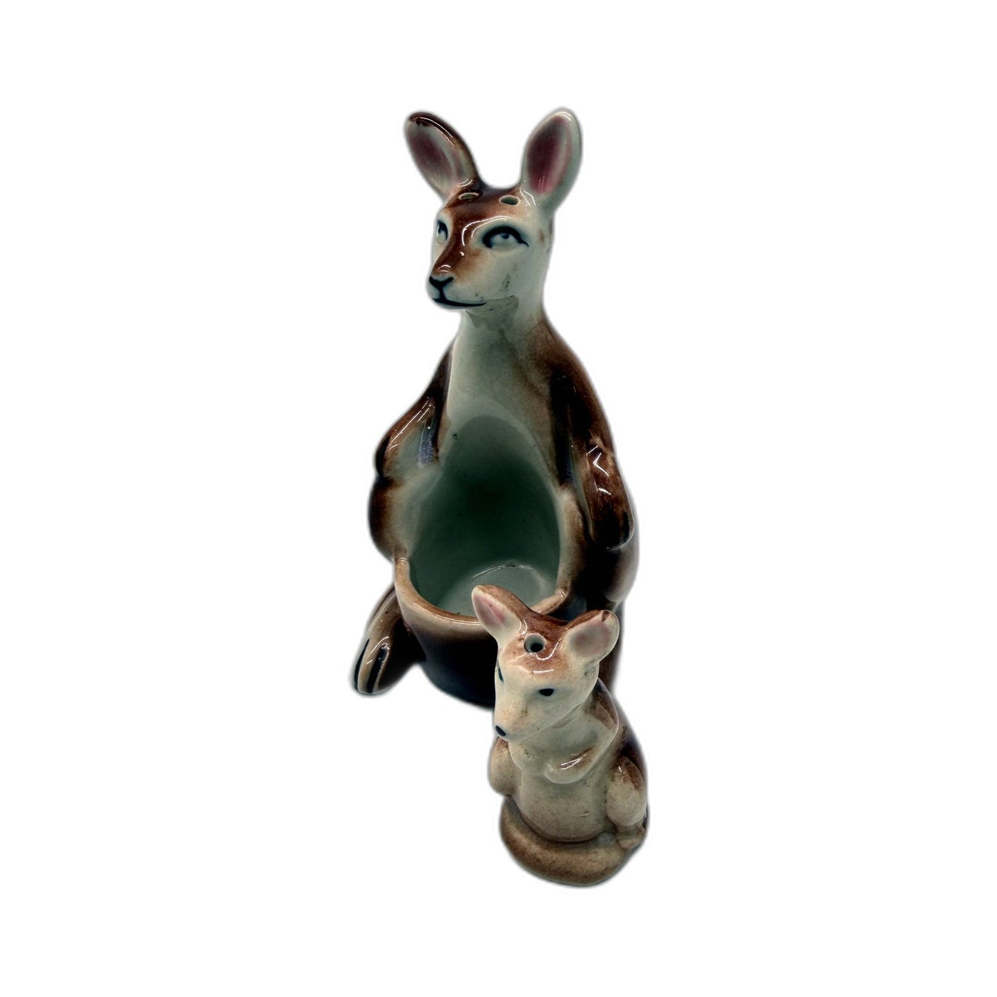 VINTAGE Ceramic Kangaroo Mother Baby Australian Wildlife Salt & Pepper Shakers