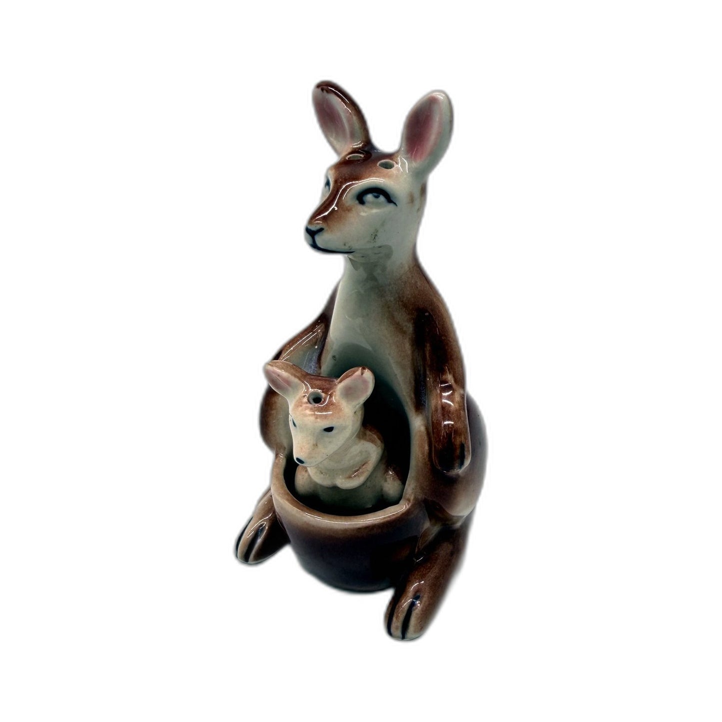 VINTAGE Ceramic Kangaroo Mother Baby Australian Wildlife Salt & Pepper Shakers