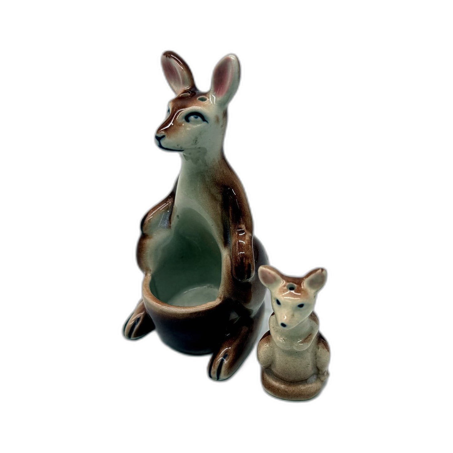 VINTAGE Ceramic Kangaroo Mother Baby Australian Wildlife Salt & Pepper Shakers