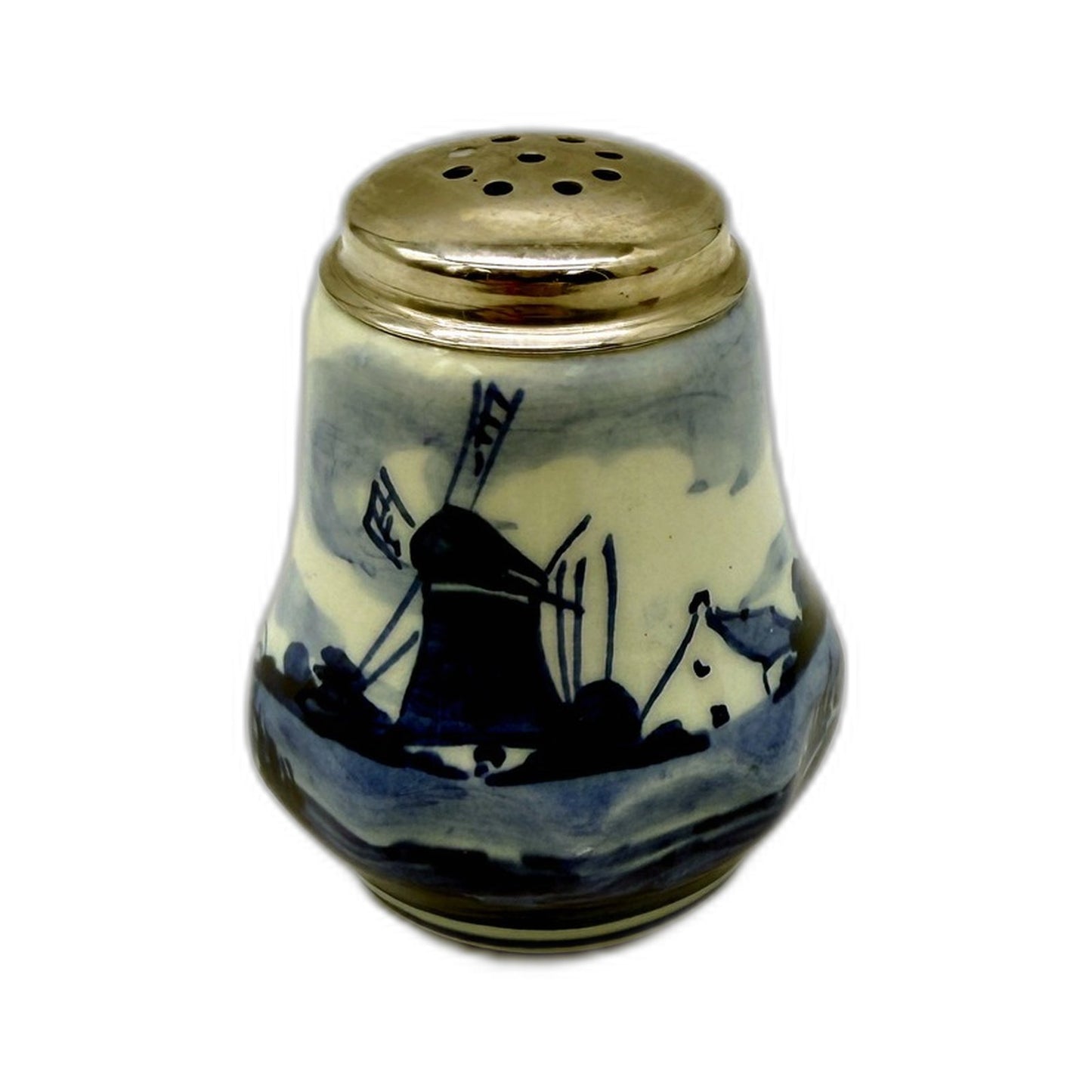 VINTAGE Delft Blue Hand Painted Holland Floral Design Salt Shaker