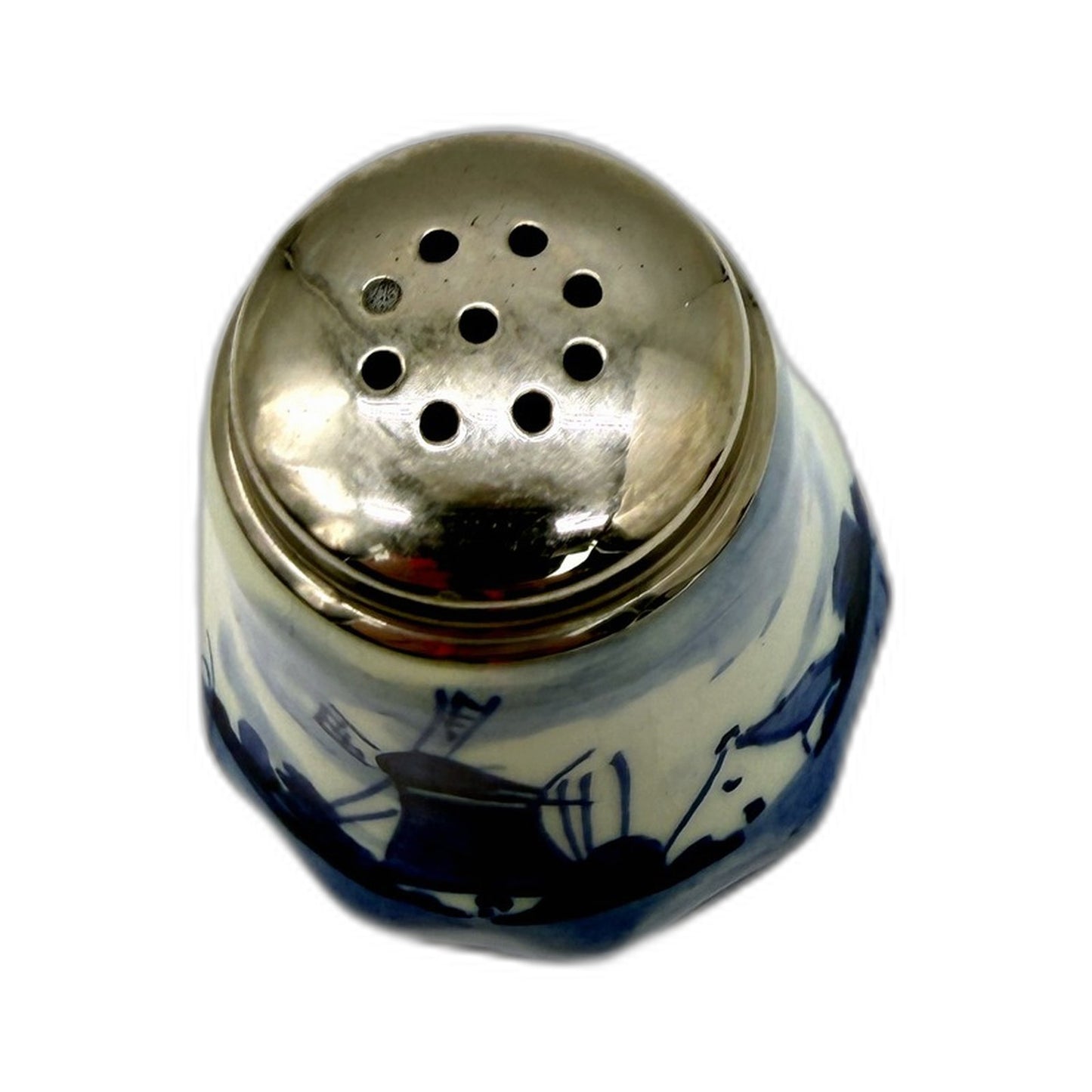 VINTAGE Delft Blue Hand Painted Holland Floral Design Salt Shaker